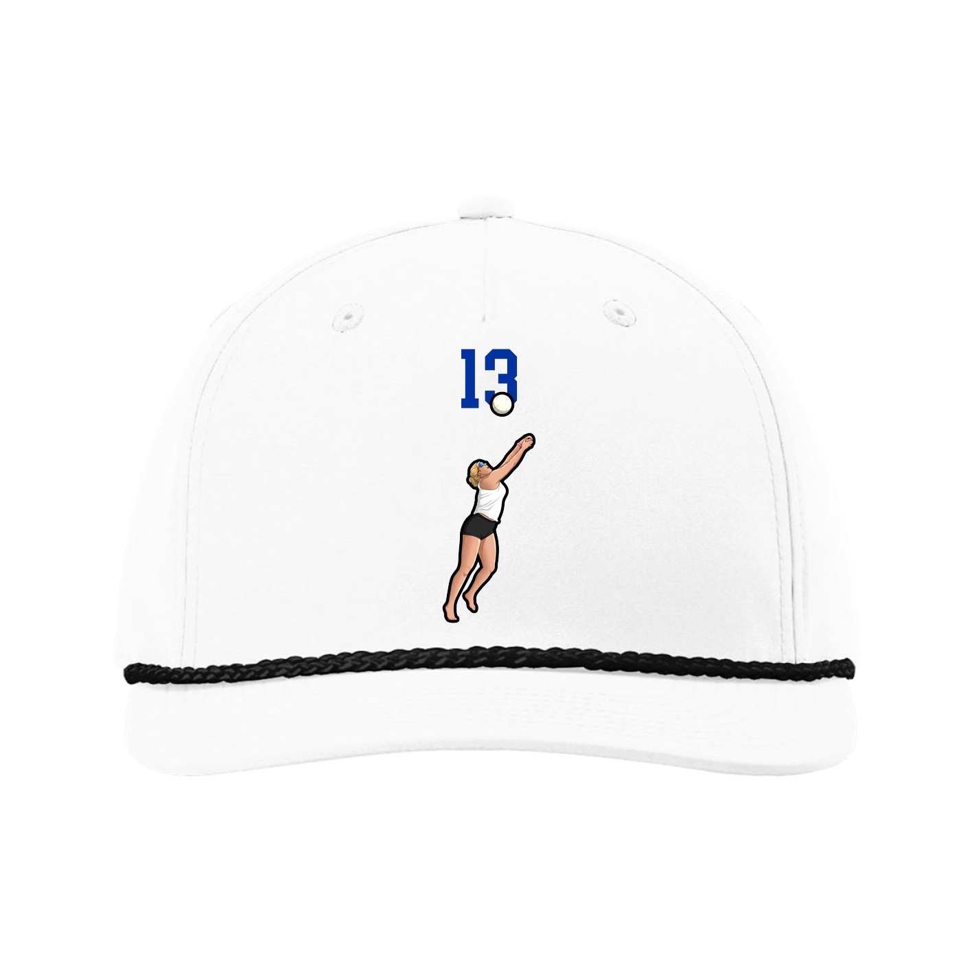 Five-Panel Classic Rope Cap — Number Top in White