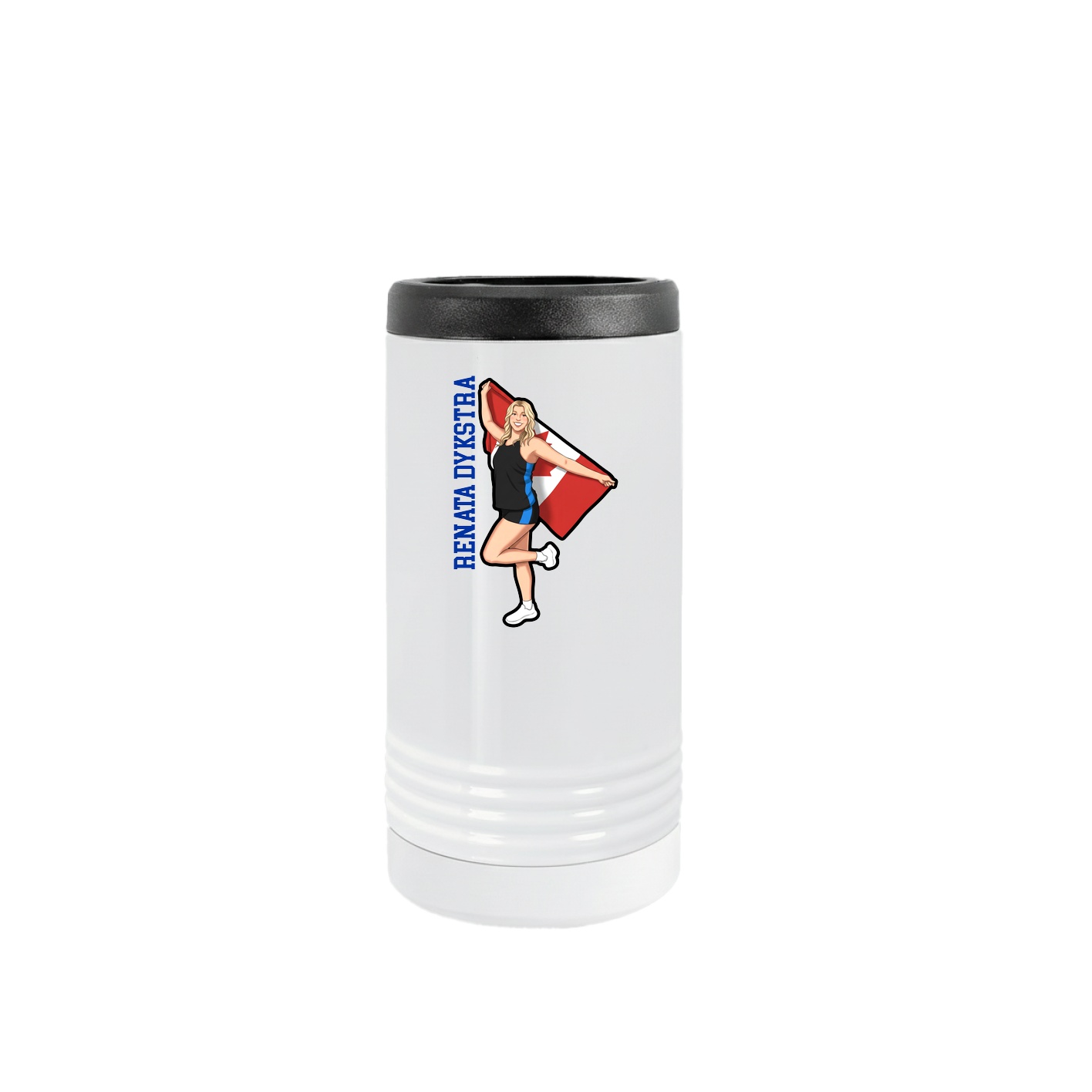 Slim Beverage Holder — Name Vertical in White