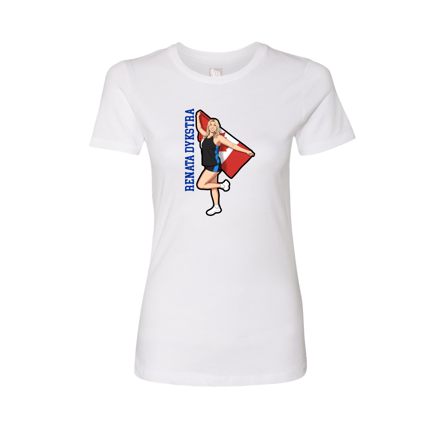 Fitted Women's Tee — Name Vertical in White