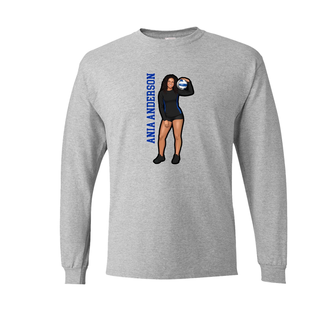 Long Sleeve Tee — Name Vertical in Grey