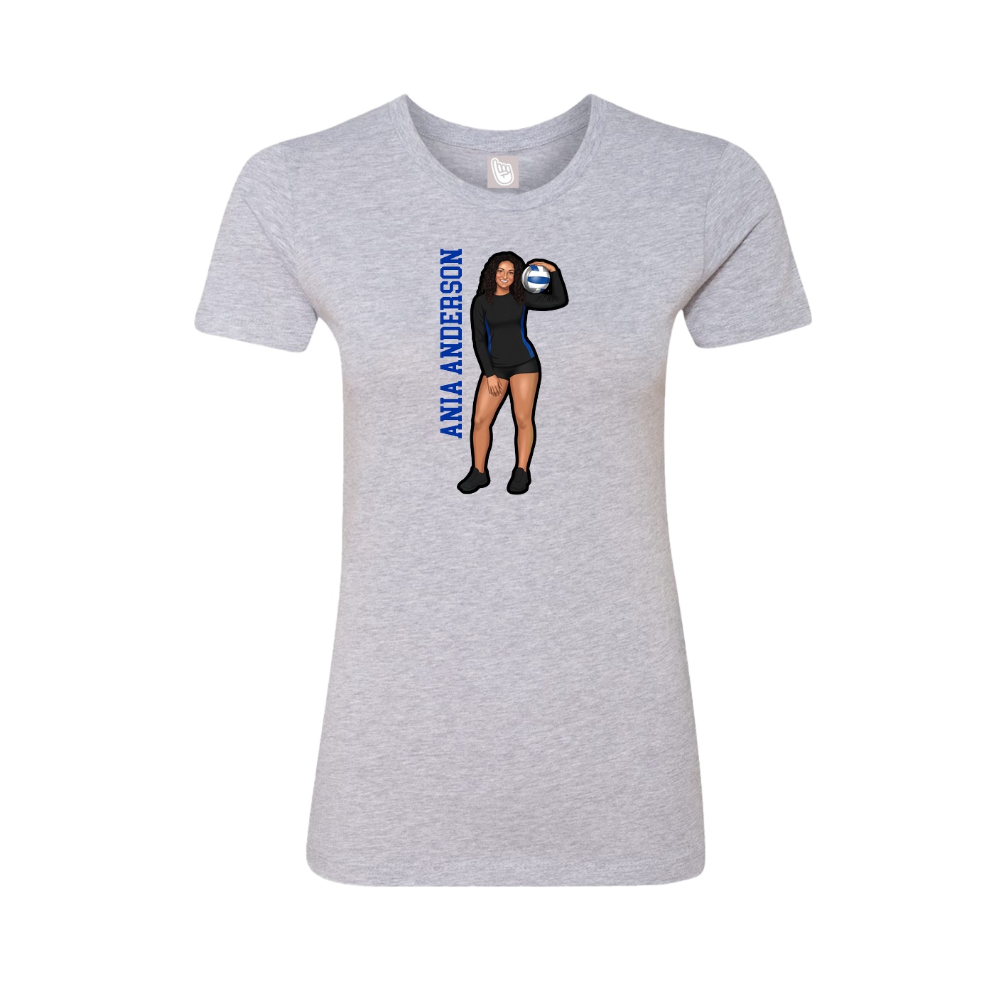 Fitted Women's Tee — Name Vertical in Grey