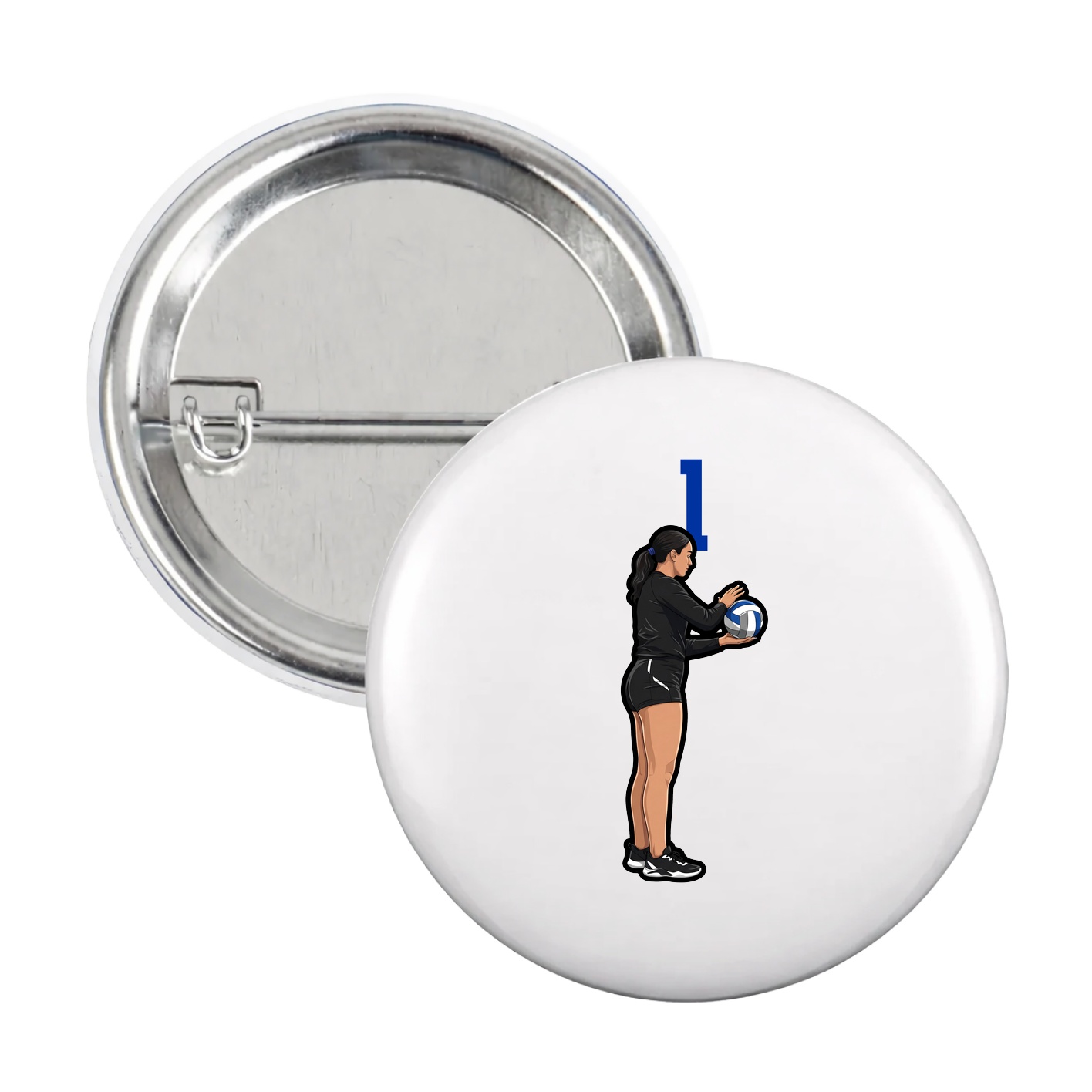 Game Day Button — Number Top in White