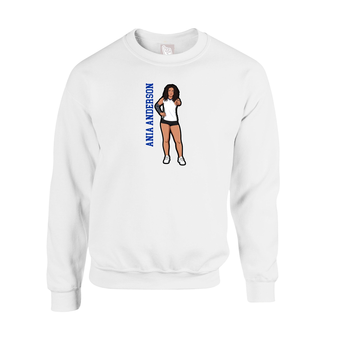 Fleece Crew — Name Vertical in White