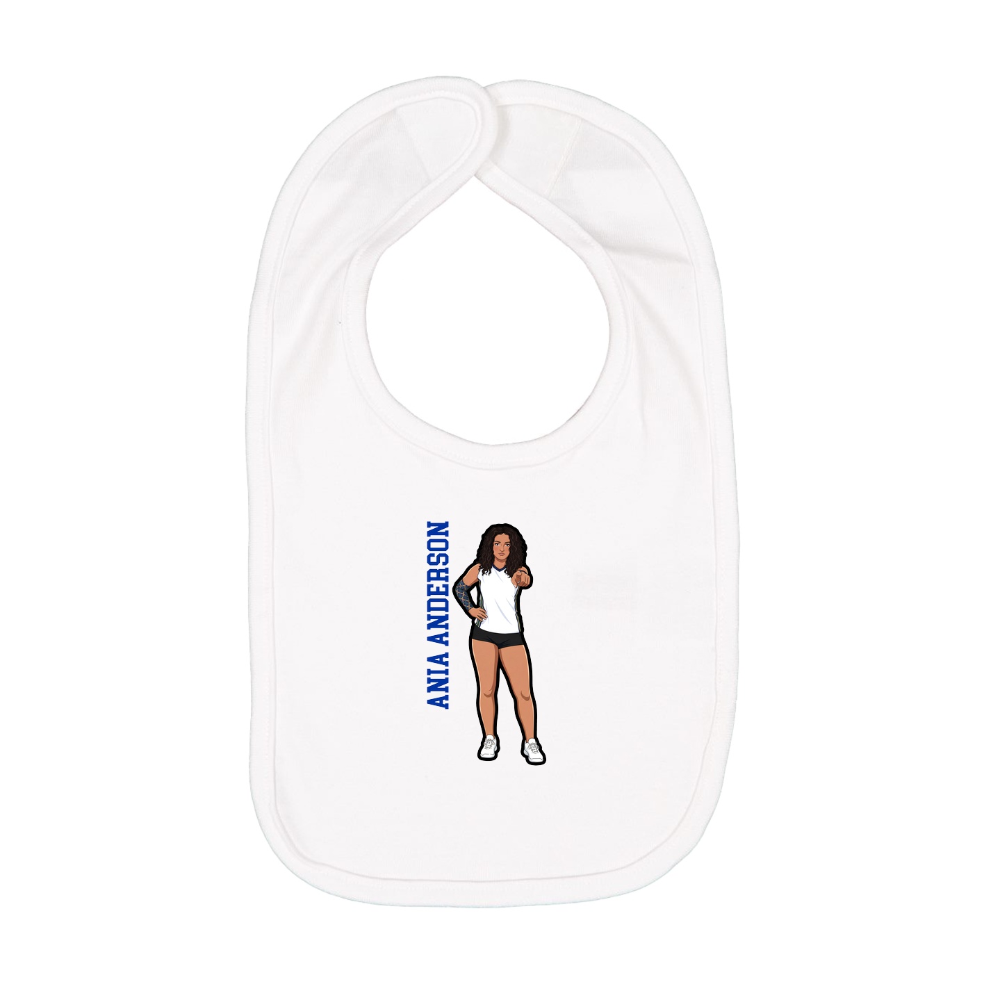 Infant Bib — Name Vertical in White