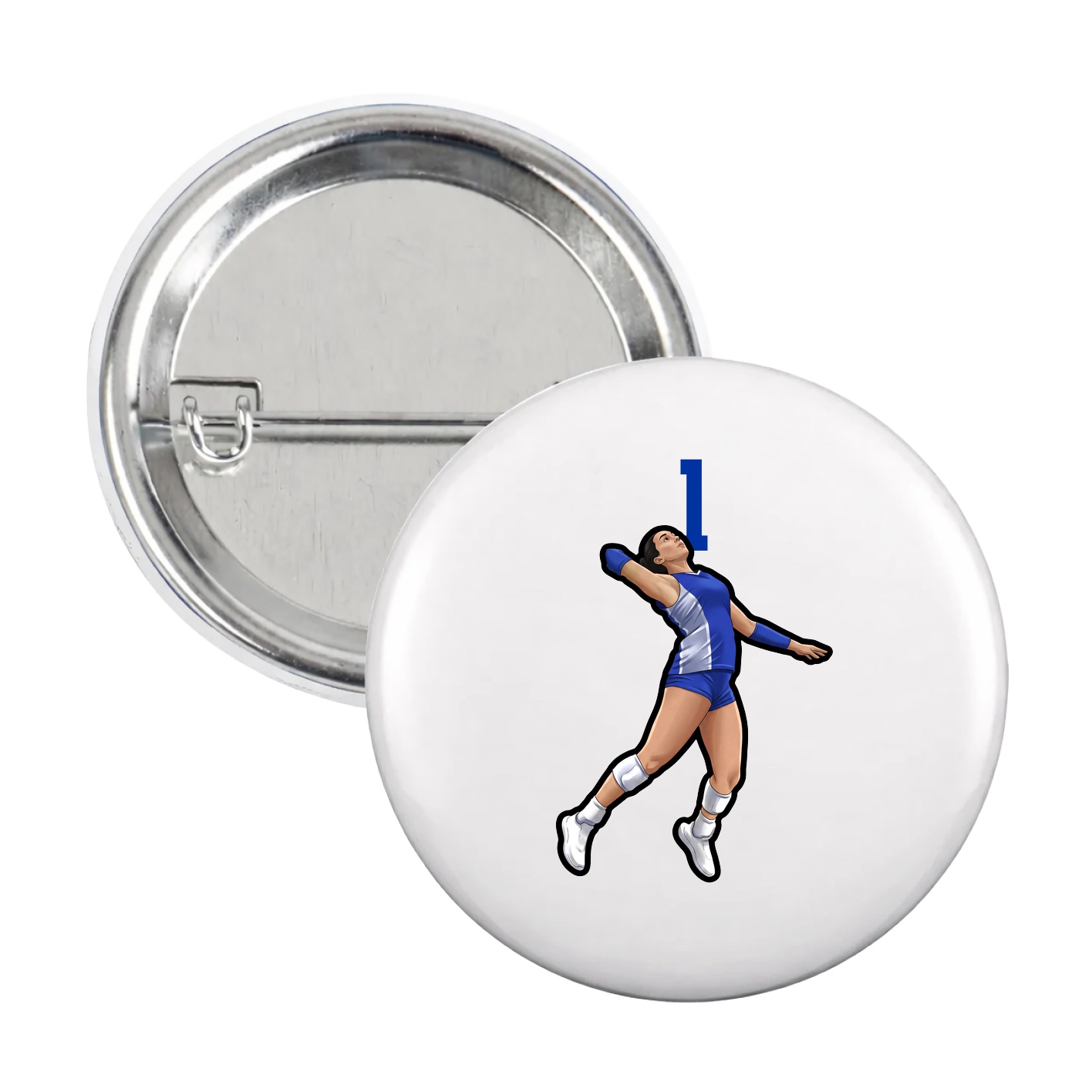 Game Day Button — Number Top in White