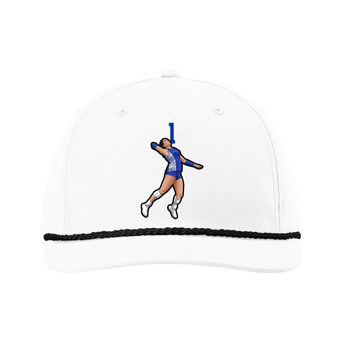Five-Panel Classic Rope Cap — Number Top in White