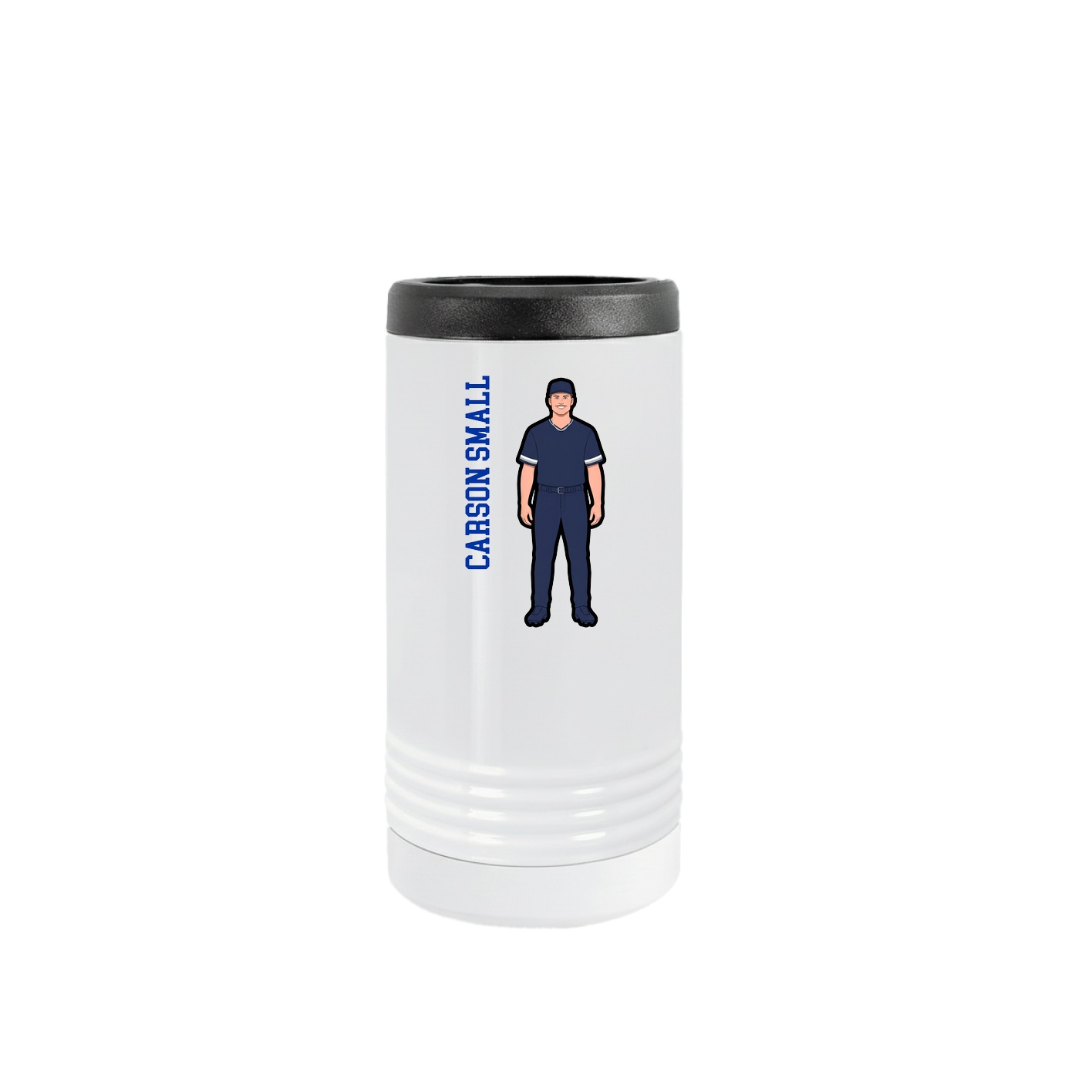 Slim Beverage Holder — Name Vertical in White