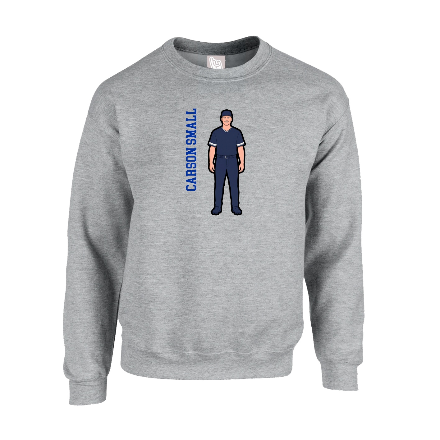 Fleece Crew — Name Vertical in Grey
