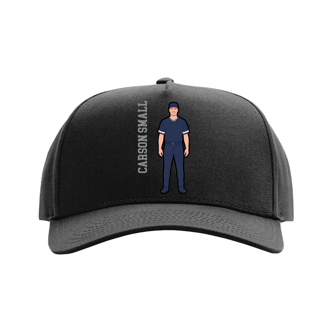 Full Fabric Five-Panel Champ Cap — Name Vertical in Black