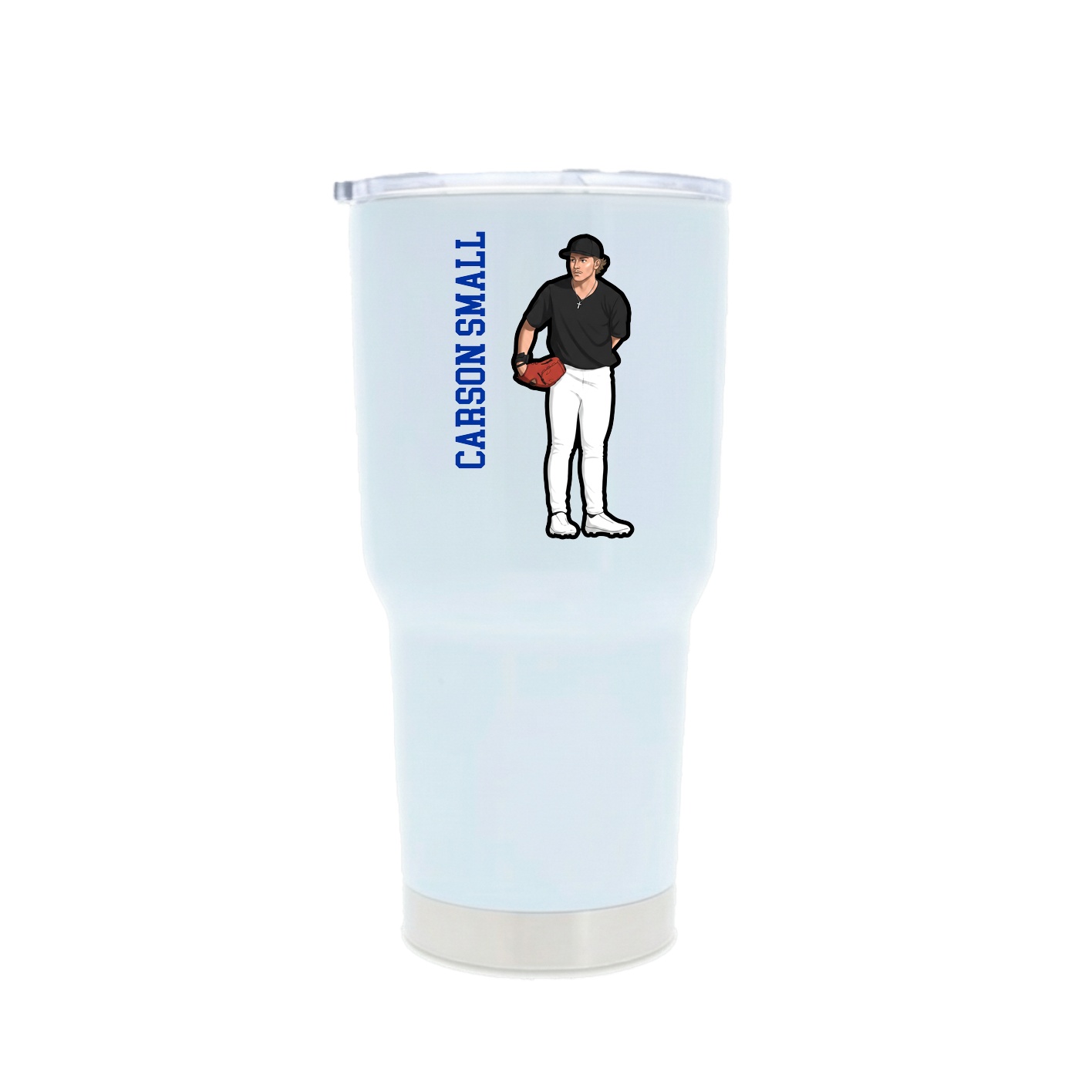 30oz Stainless Steel Tumbler — Name Vertical in White