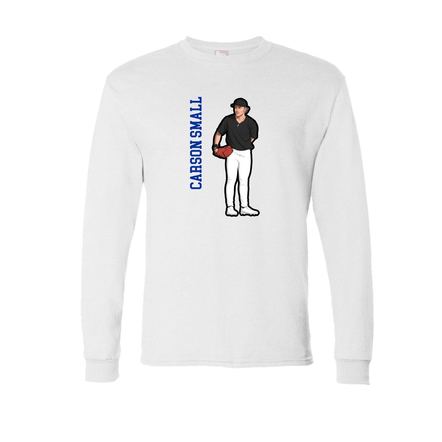 Long Sleeve Tee — Name Vertical in White