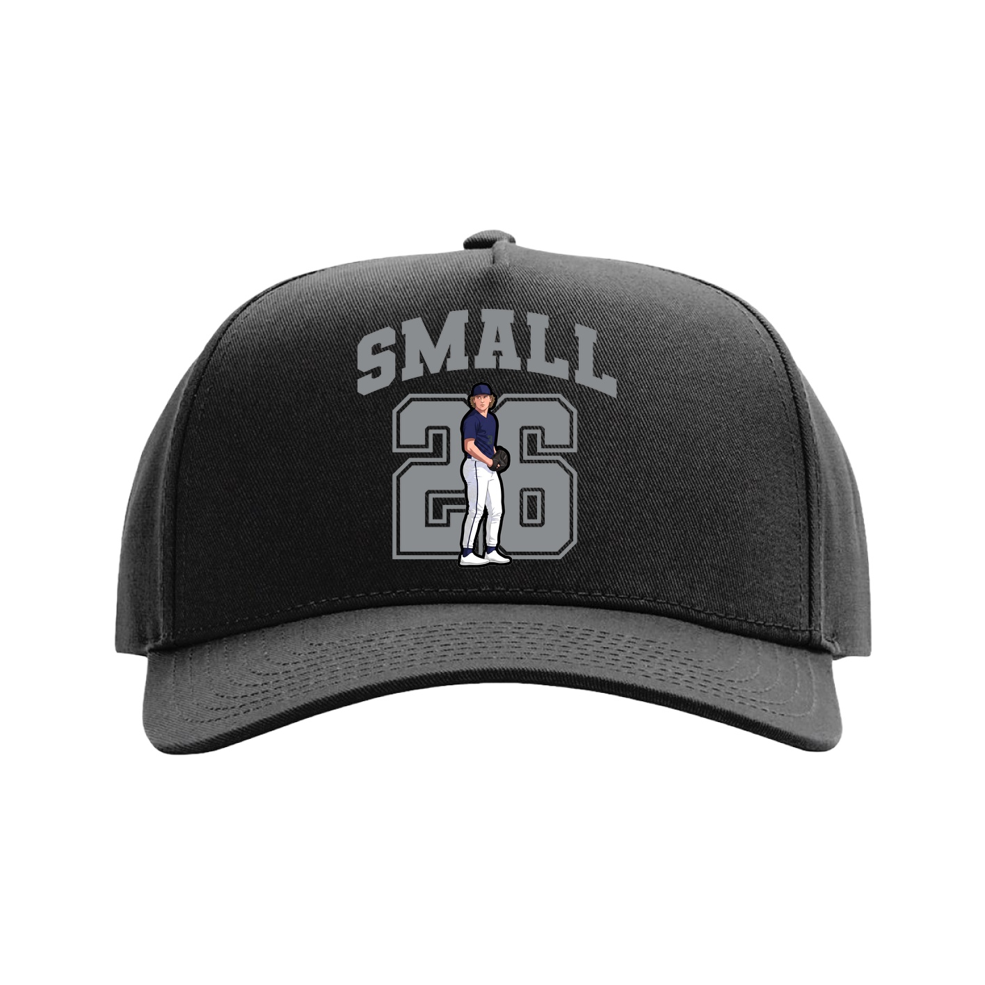 Full Fabric Five-Panel Champ Cap — Number in Black