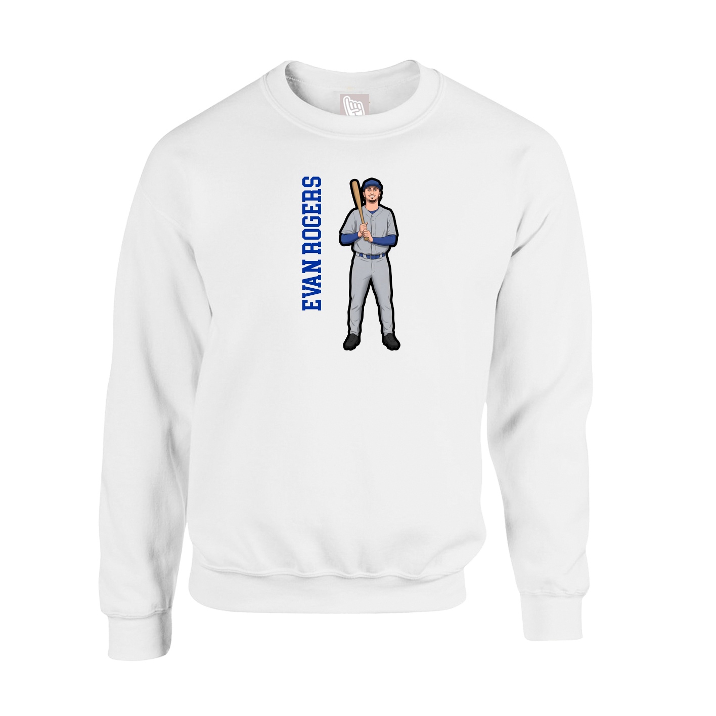 Fleece Crew — Name Vertical in White