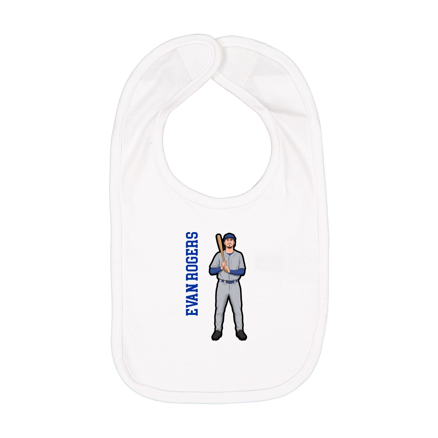Infant Bib — Name Vertical in White