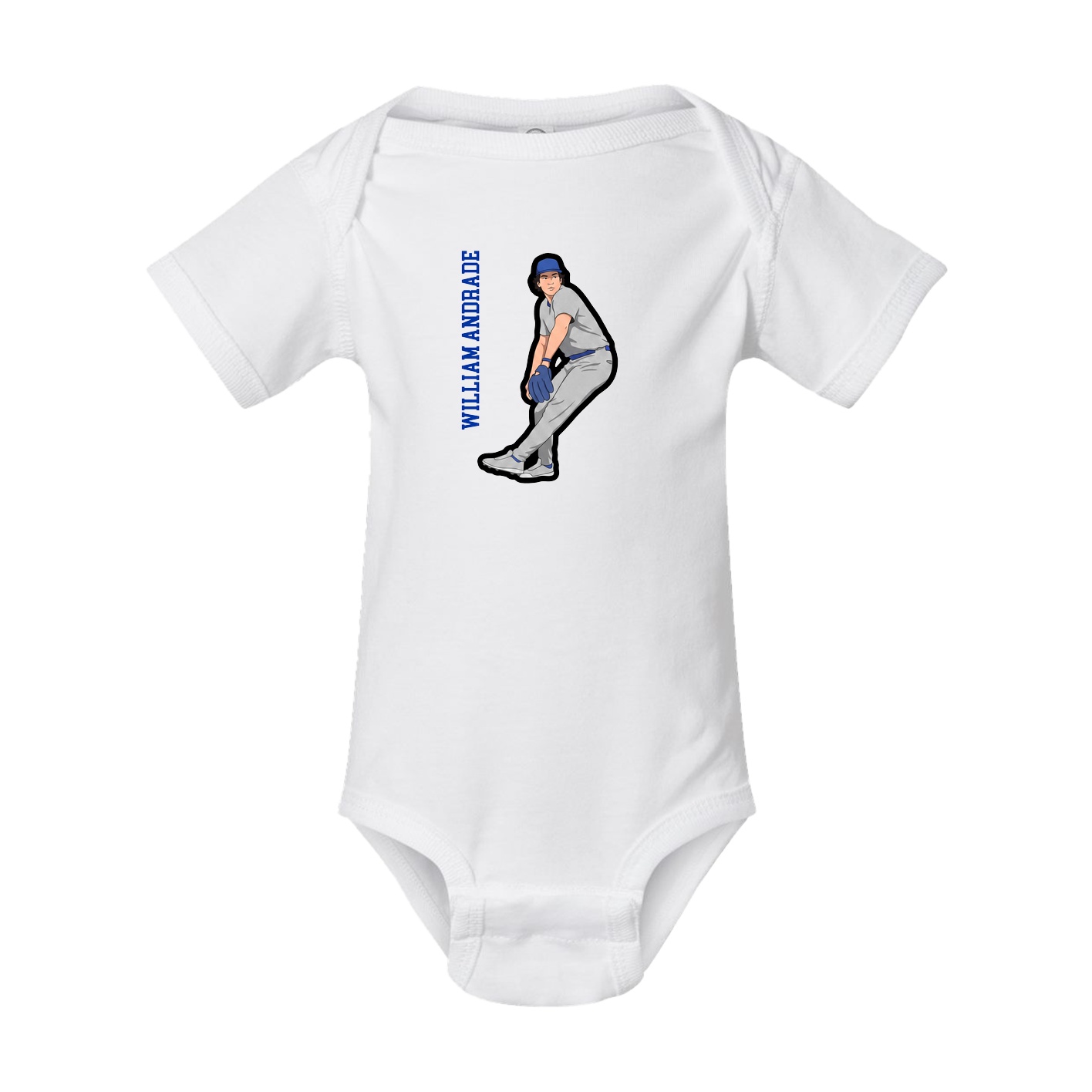 Baby Onesie — Name Vertical in White