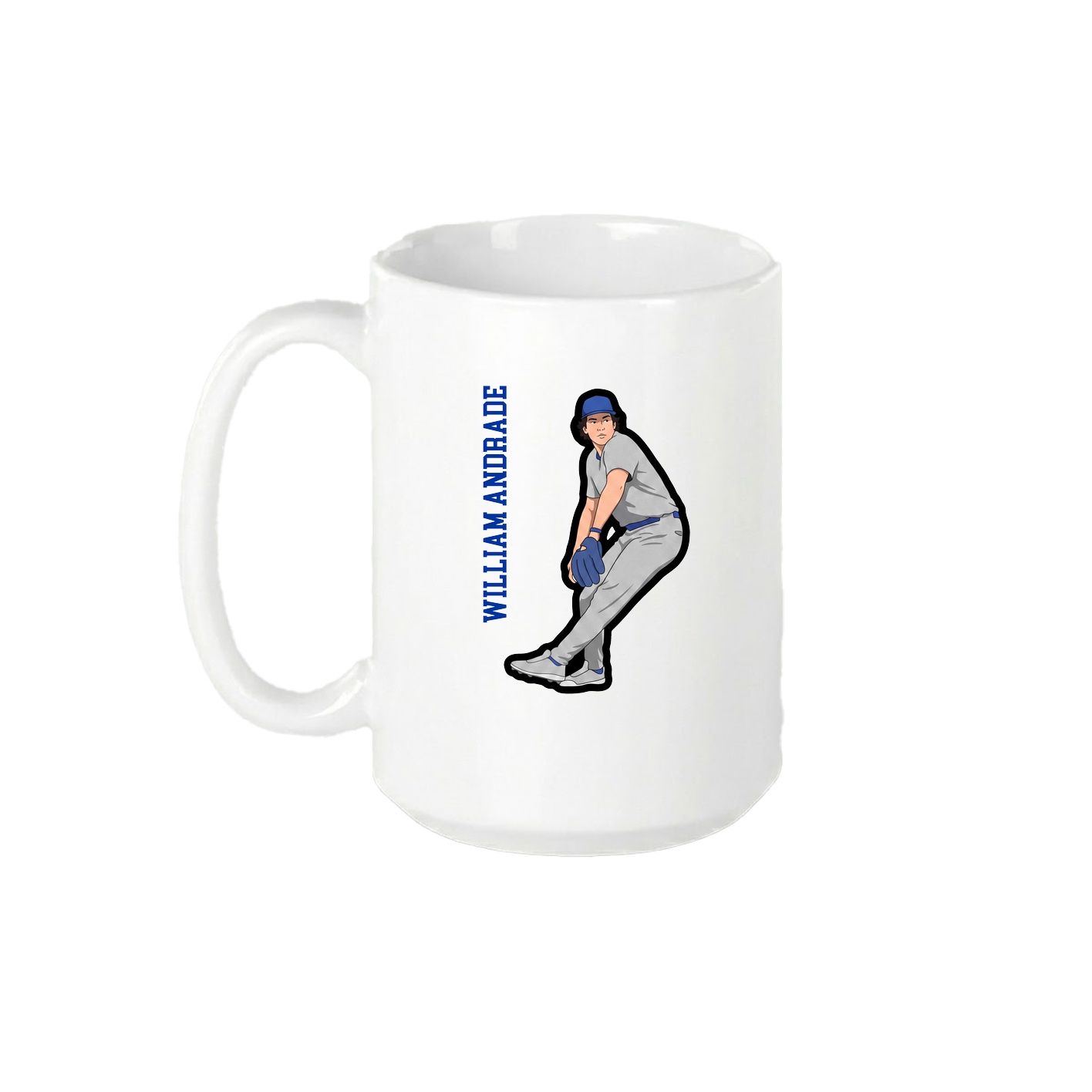 15oz Coffee Mug — Name Vertical in White