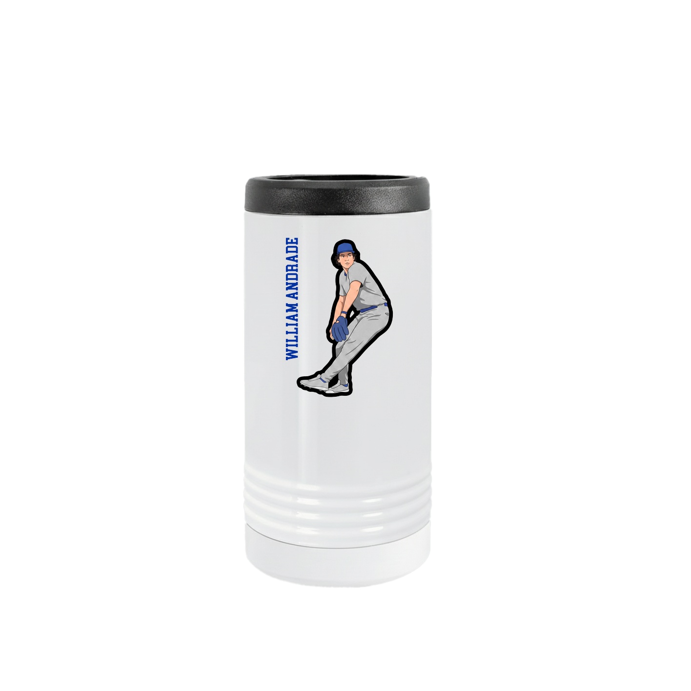 Slim Beverage Holder — Name Vertical in White