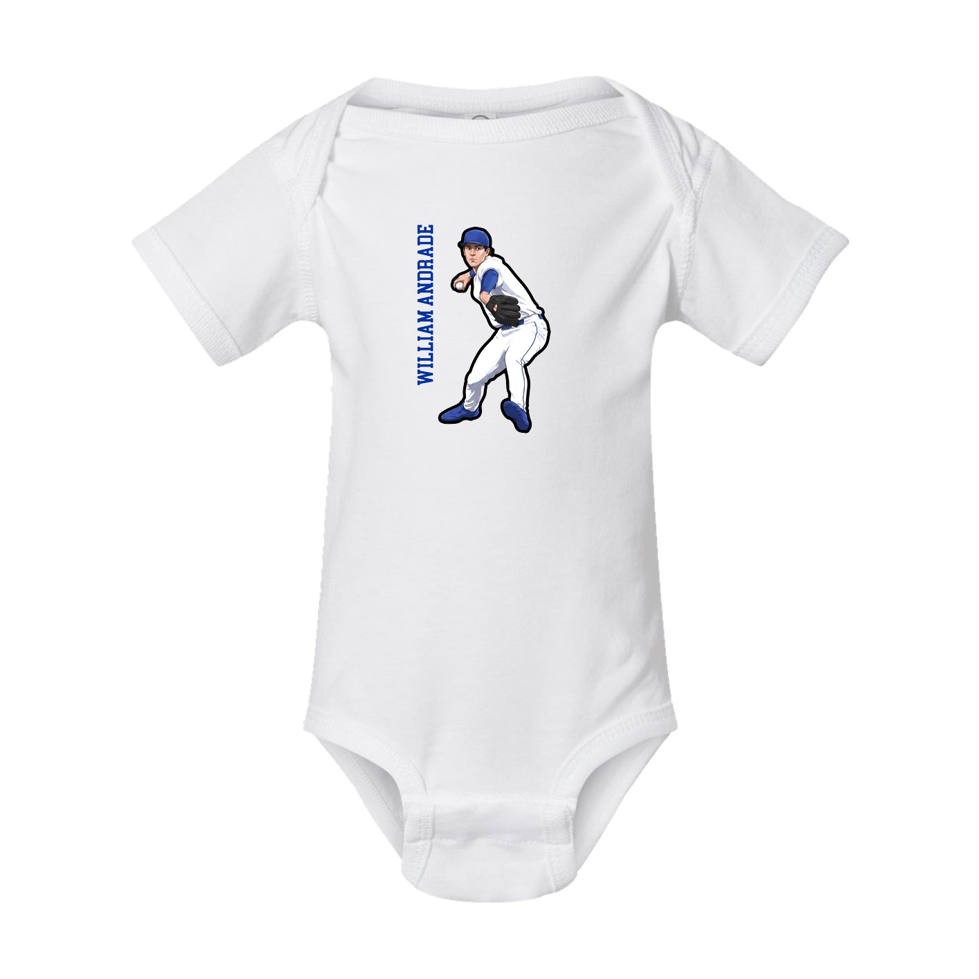 Baby Onesie — Name Vertical in White