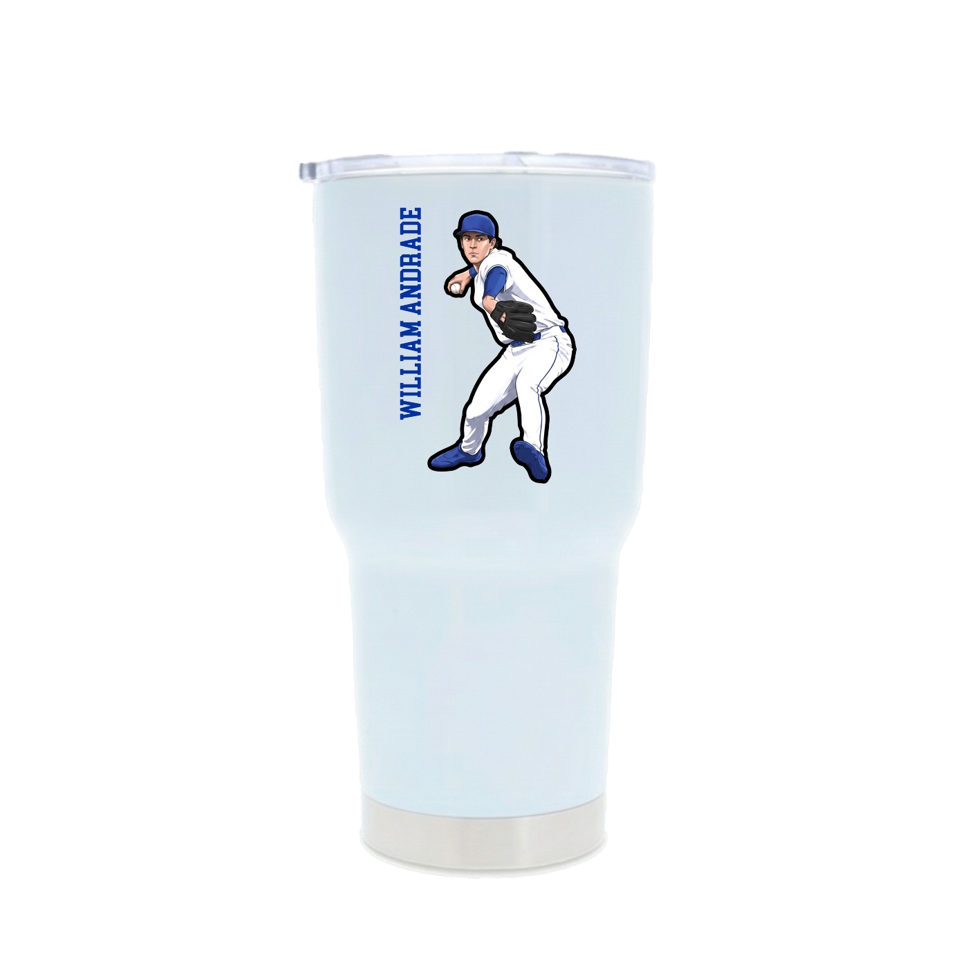 30oz Stainless Steel Tumbler — Name Vertical in White
