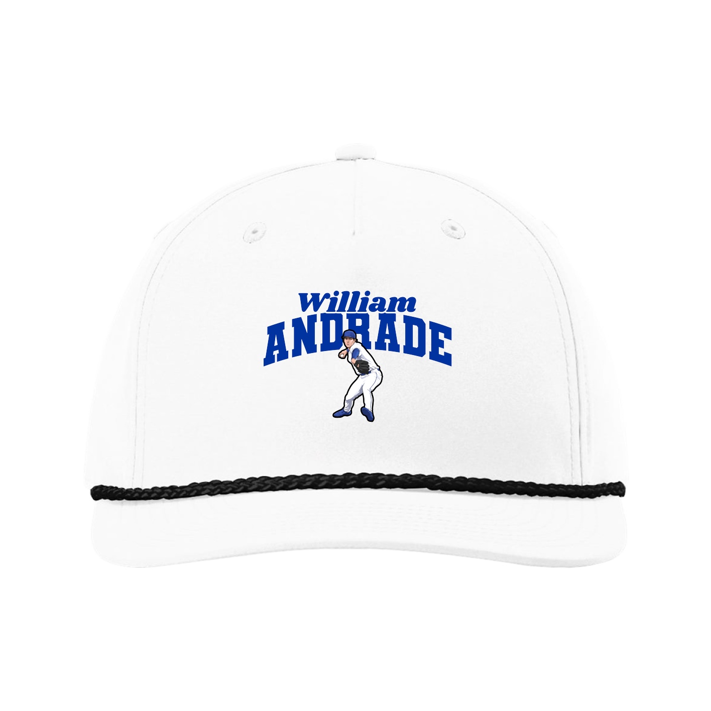 Five-Panel Classic Rope Cap — Signature Arch in White