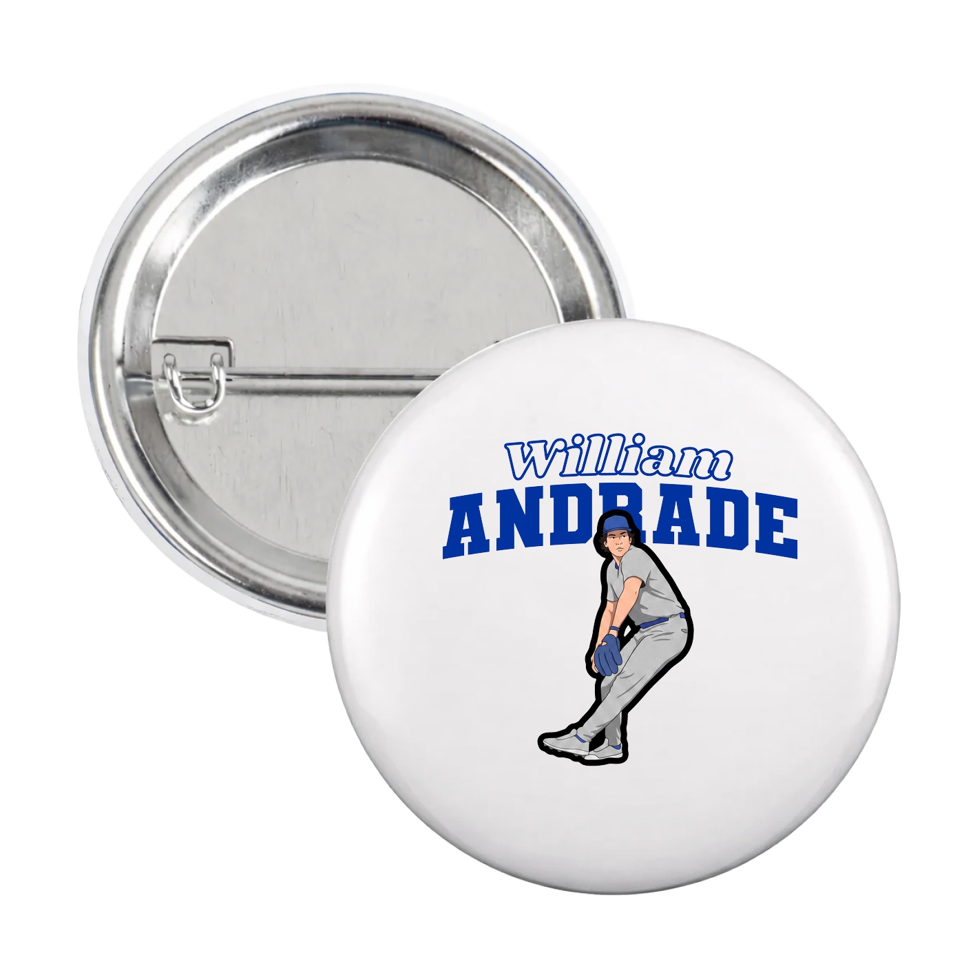 Game Day Button — Name Arch in White
