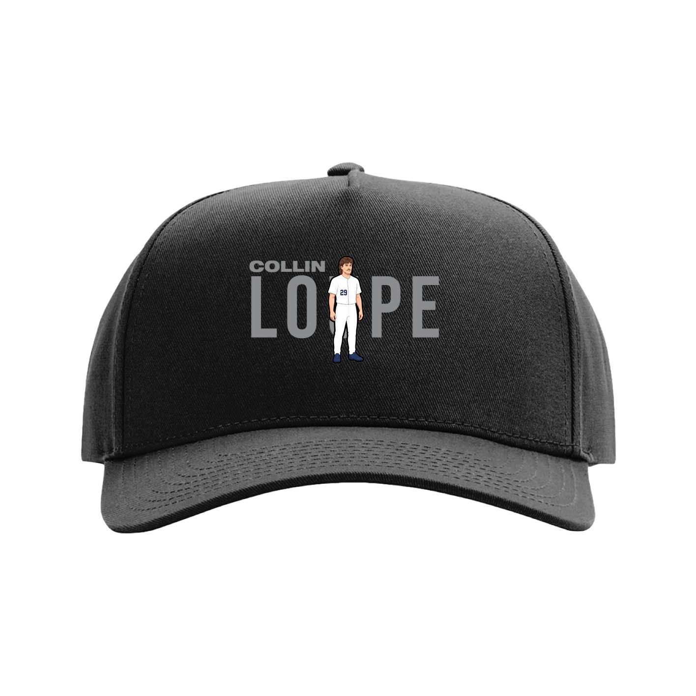 Full Fabric Five-Panel Champ Cap — Player Name in Black