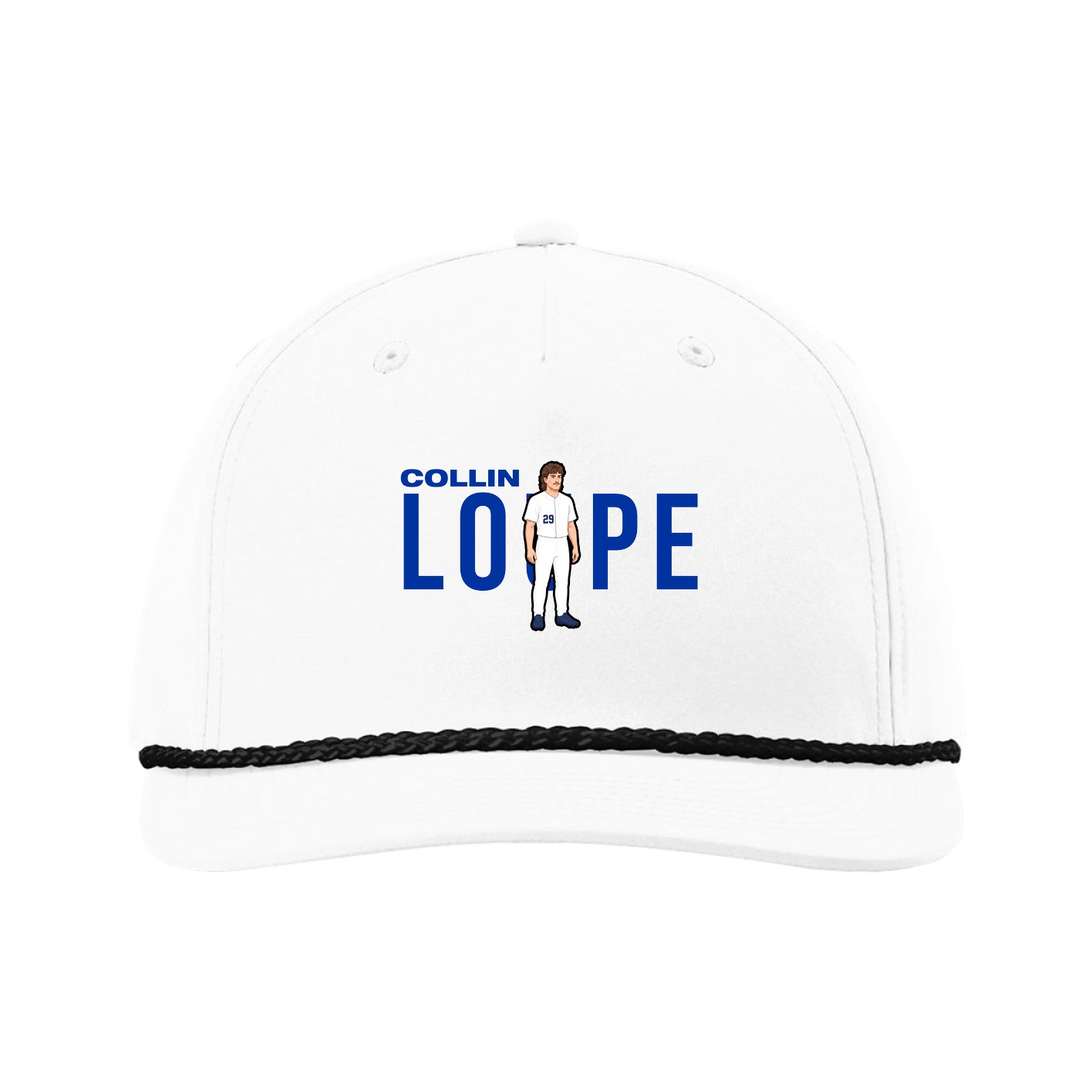 Five-Panel Classic Rope Cap — Player Name in White