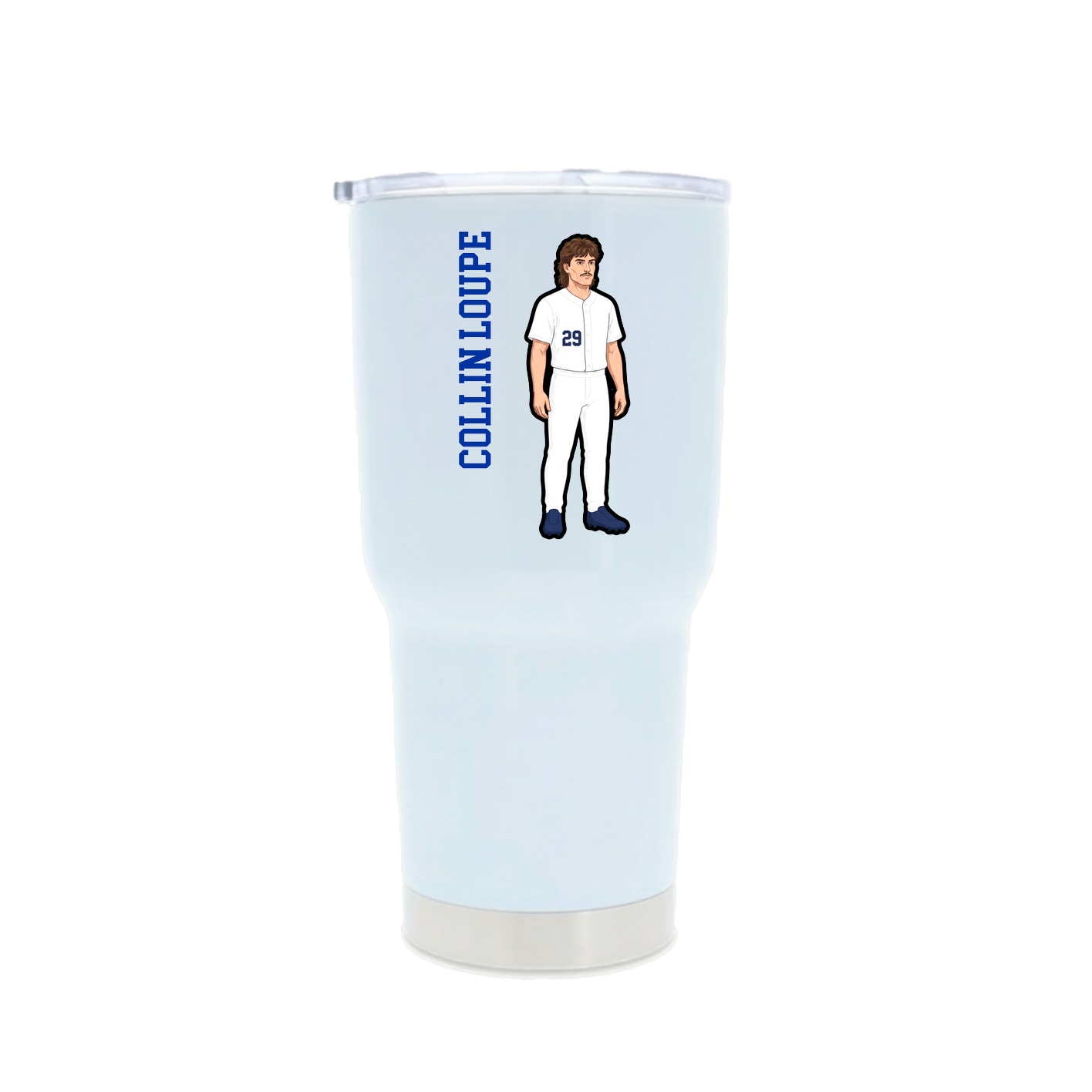 30oz Stainless Steel Tumbler — Name Vertical in White