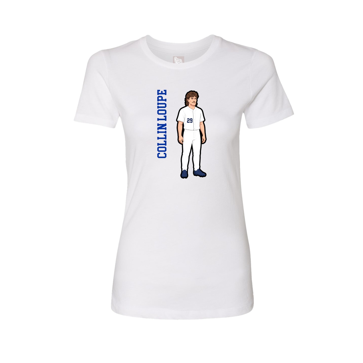Fitted Women's Tee — Name Vertical in White