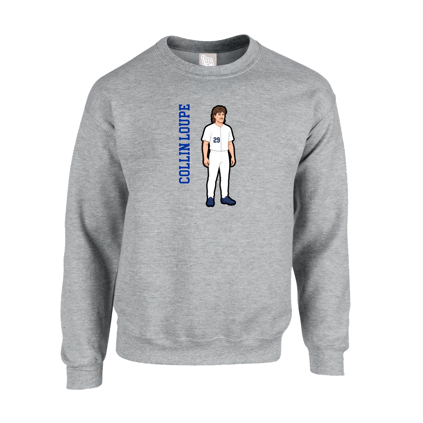 Fleece Crew — Name Vertical in Grey