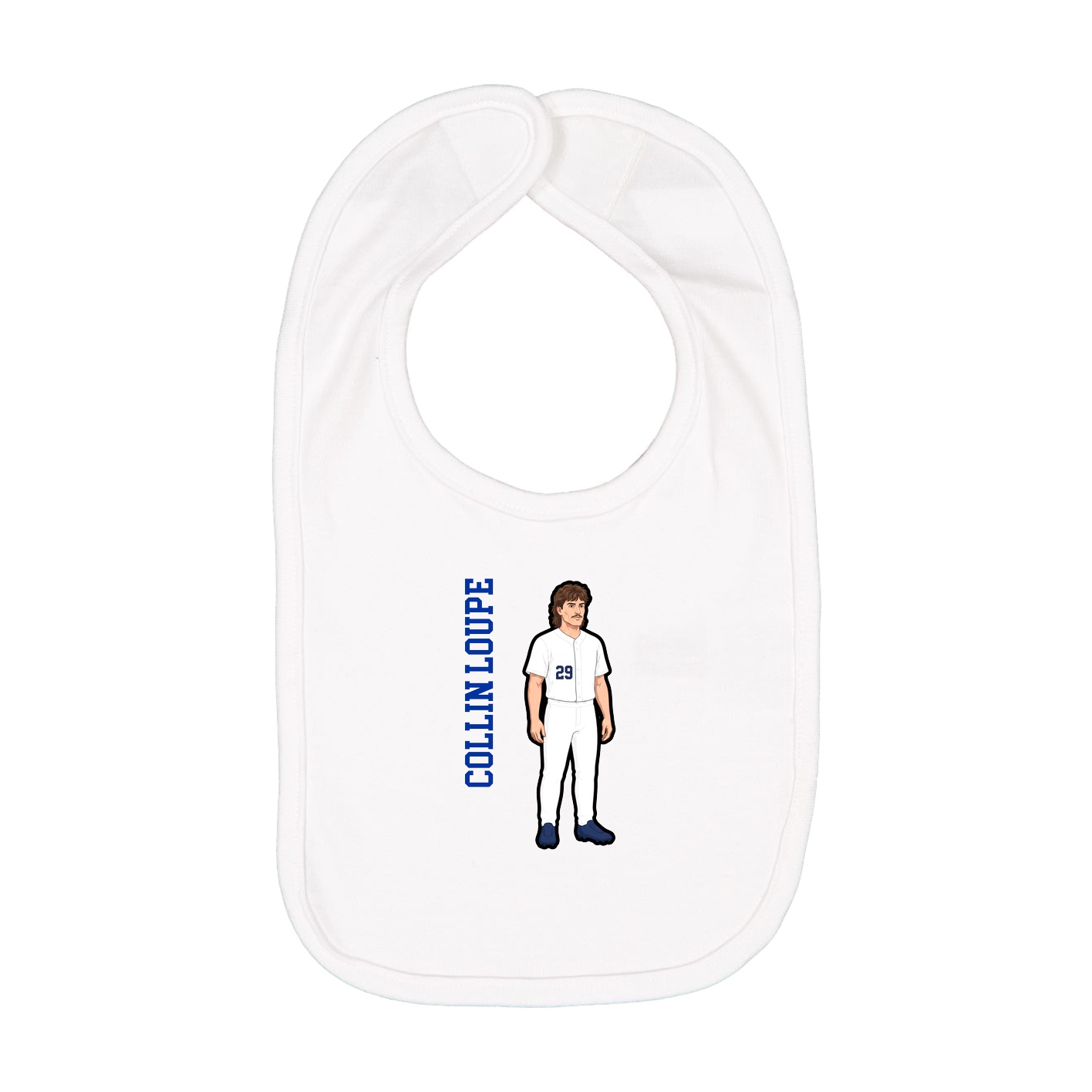 Infant Bib — Name Vertical in White