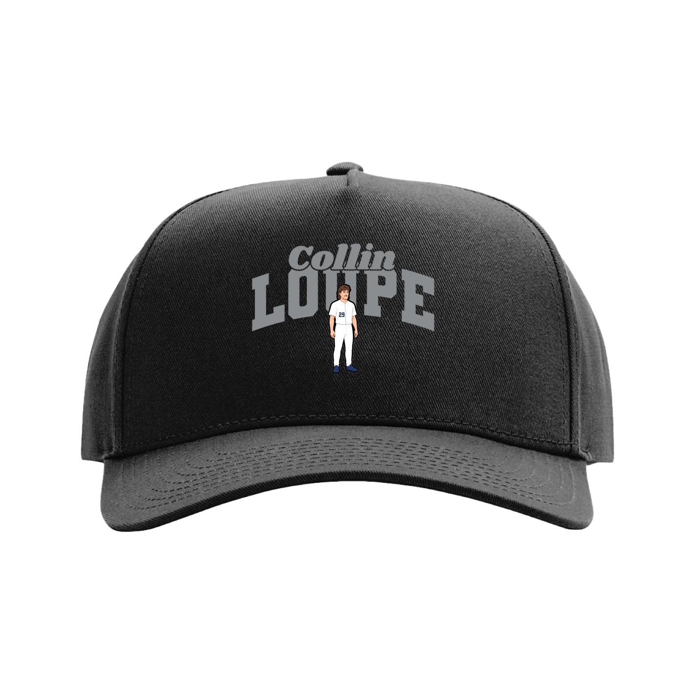 Full Fabric Five-Panel Champ Cap — Signature Arch in Black