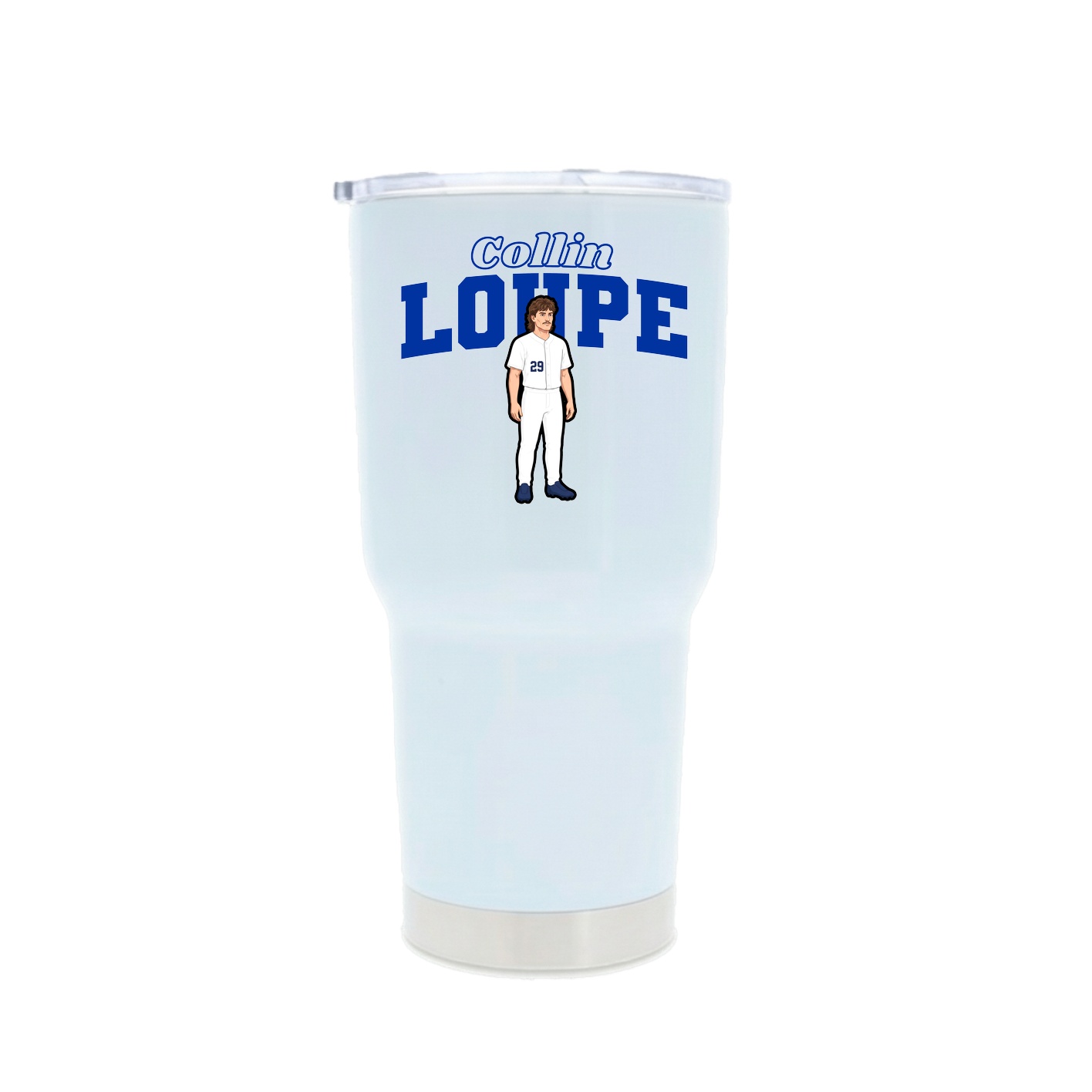 30oz Stainless Steel Tumbler — Name Arch in White