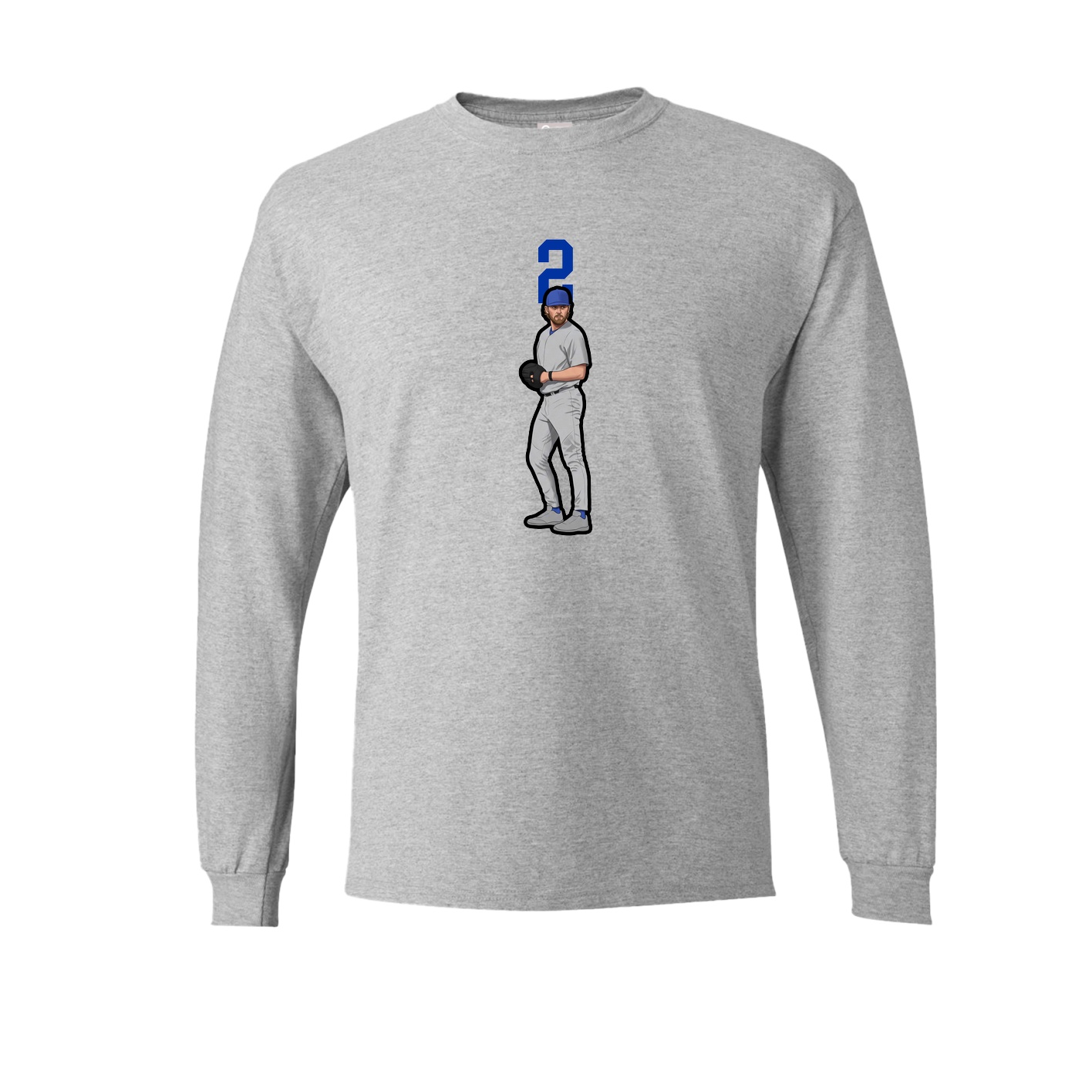 Long Sleeve Tee — Number Top in Grey