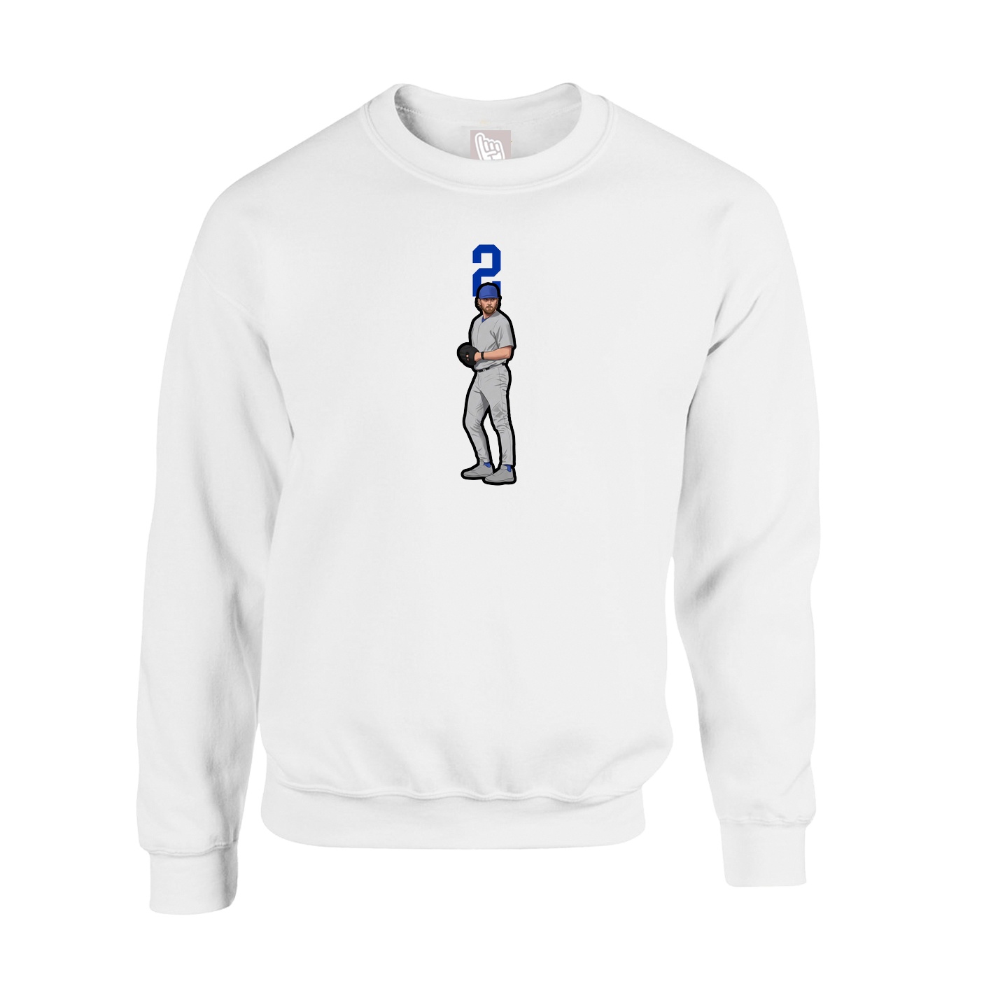 Fleece Crew — Number Top in White