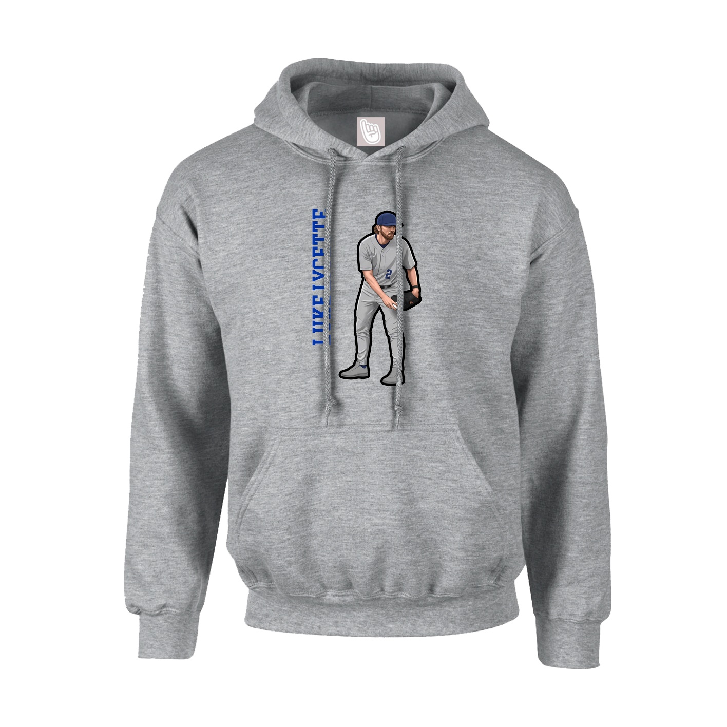 Youth Hoodie — Name Vertical in Grey