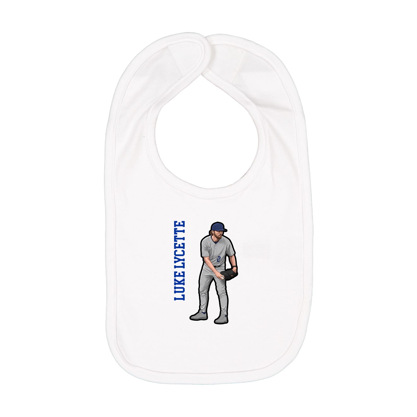 Infant Bib — Name Vertical in White