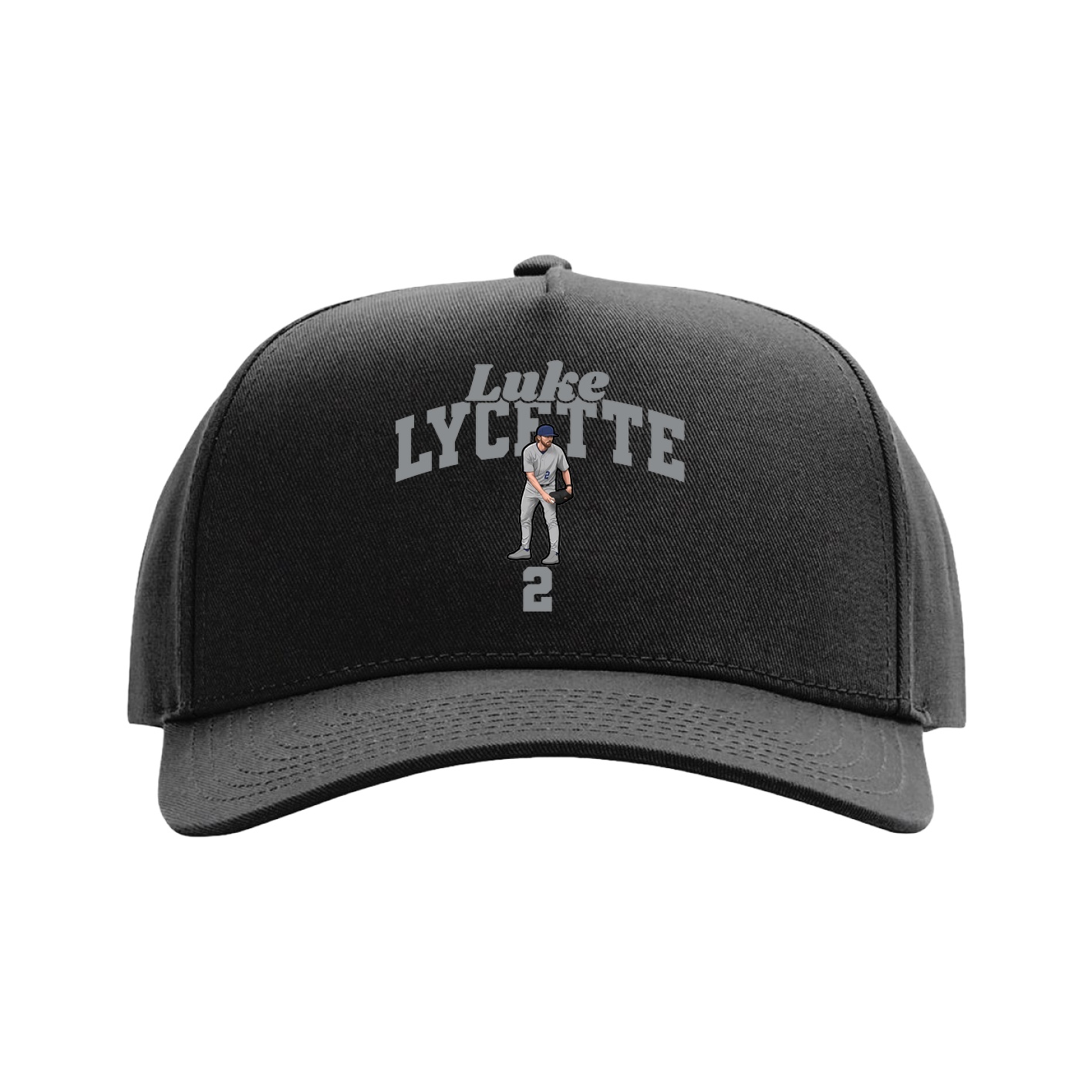 Full Fabric Five-Panel Champ Cap — Signature Arch in Black