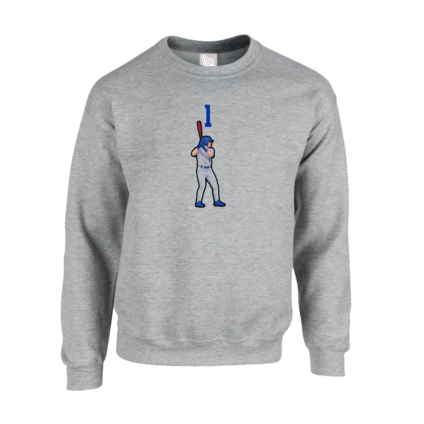 Fleece Crew — Number Top in Grey