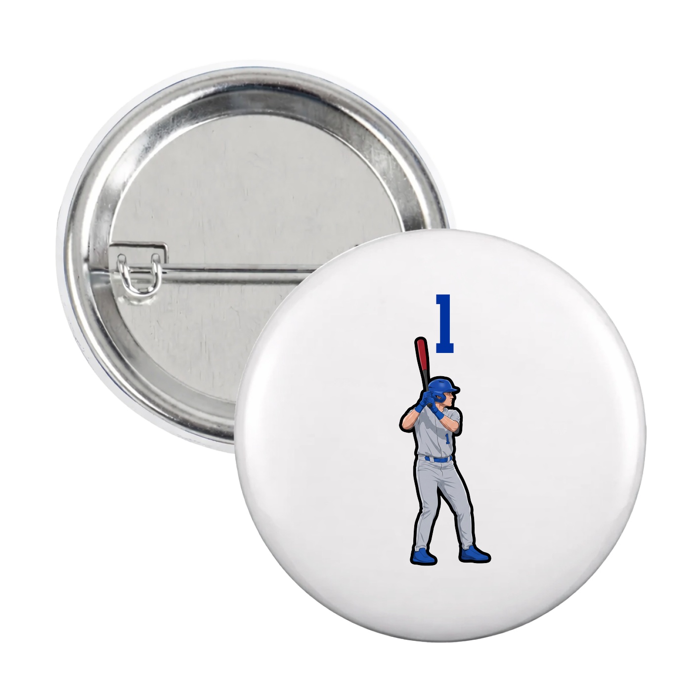 Game Day Button — Number Top in White