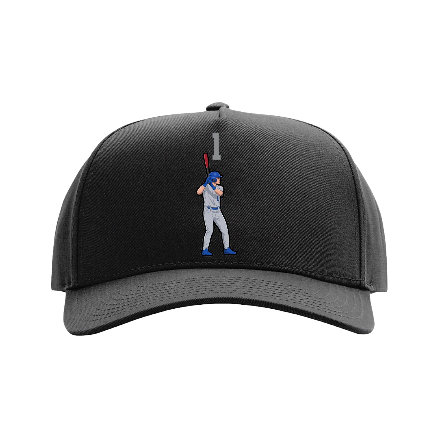 Full Fabric Five-Panel Champ Cap — Number Top in Black