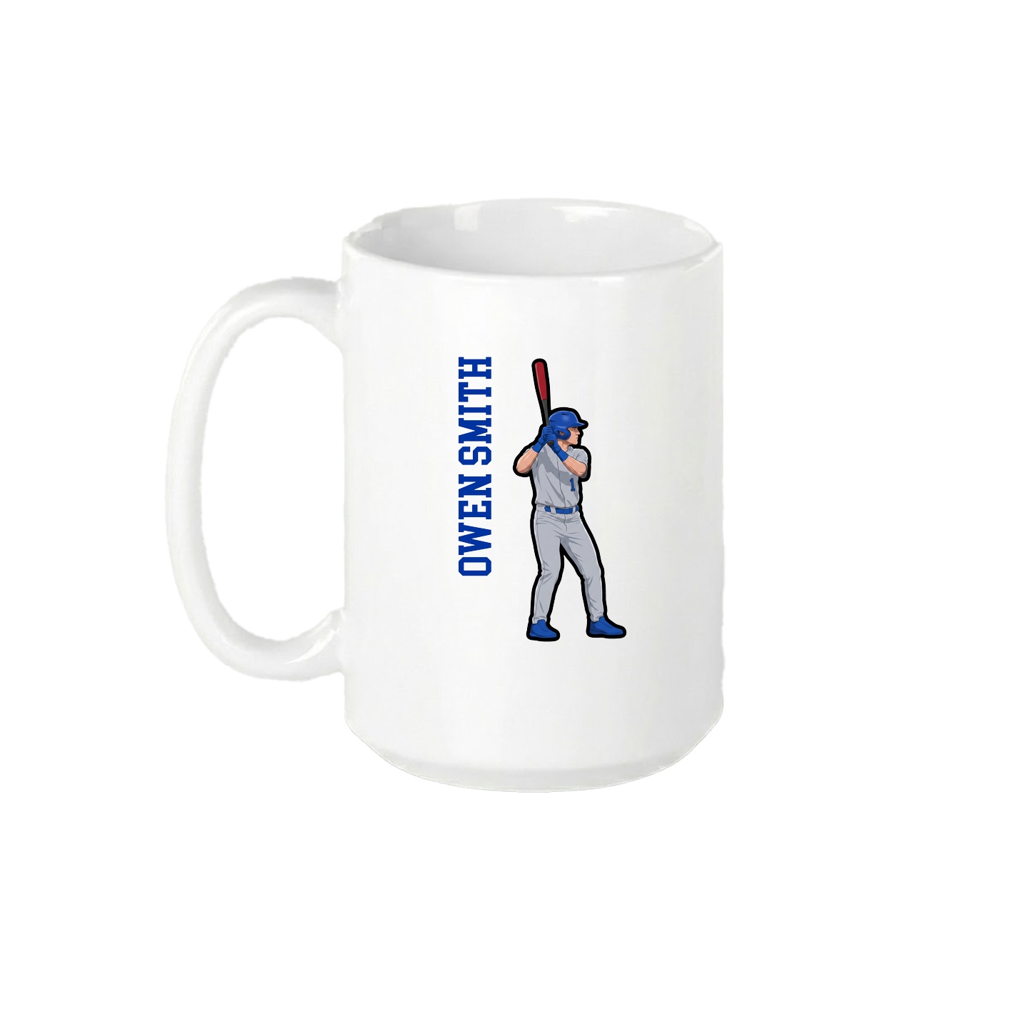 15oz Coffee Mug — Name Vertical in White