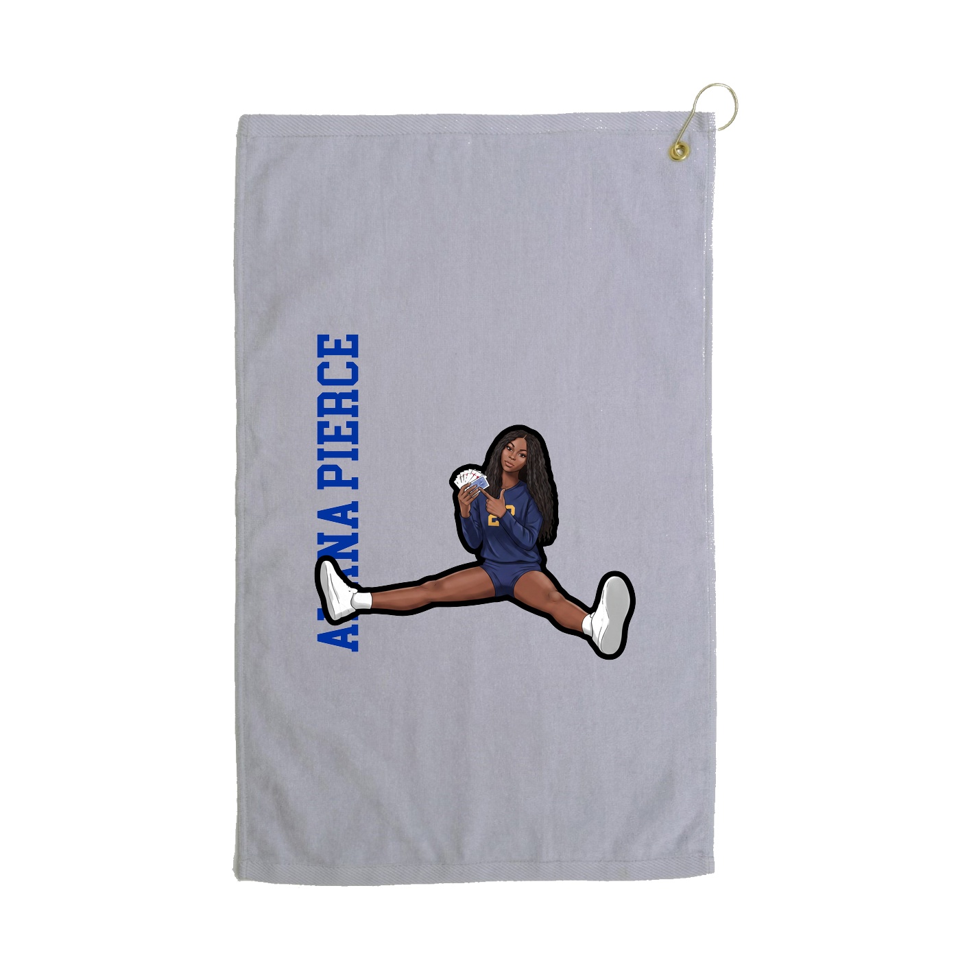 Golf Towel — Name Vertical in Grey
