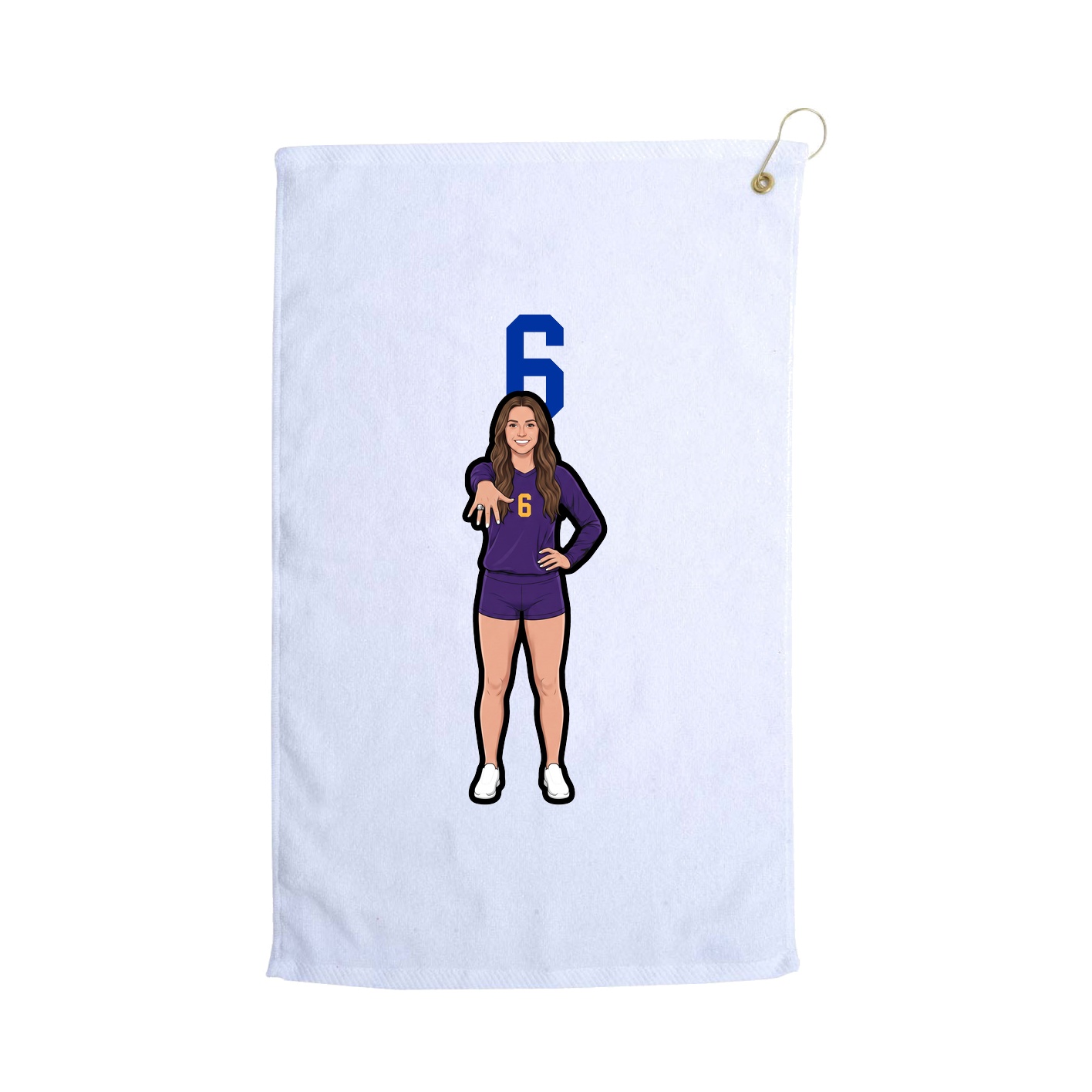 Golf Towel — Number Top in White