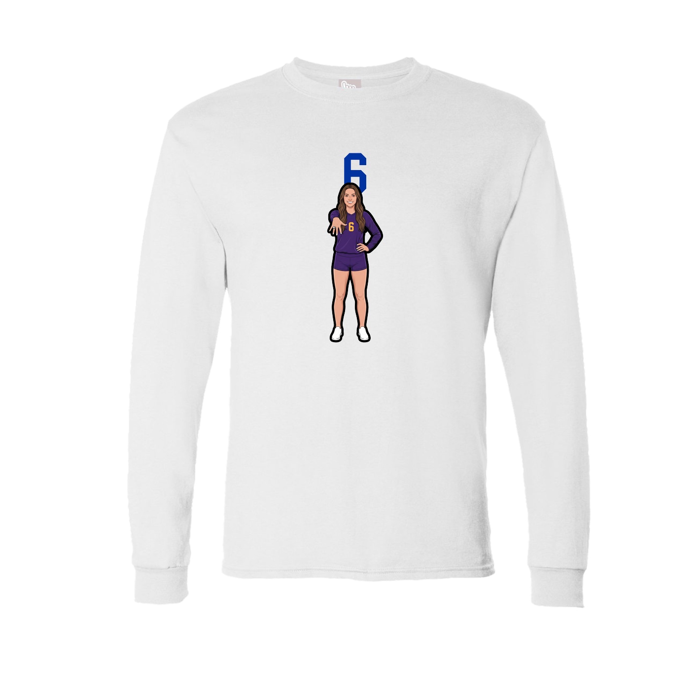 Long Sleeve Tee — Number Top in White