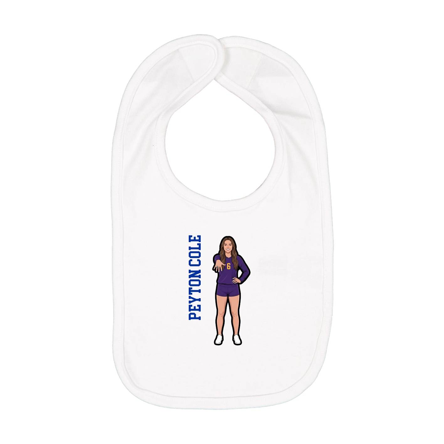 Infant Bib — Name Vertical in White