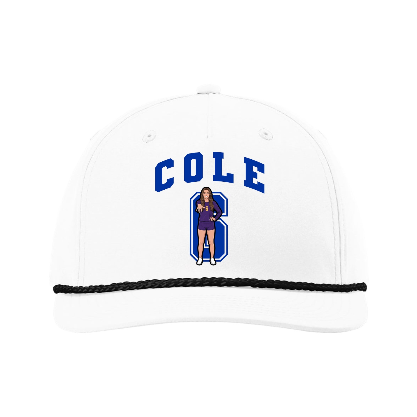 Five-Panel Classic Rope Cap — Number in White
