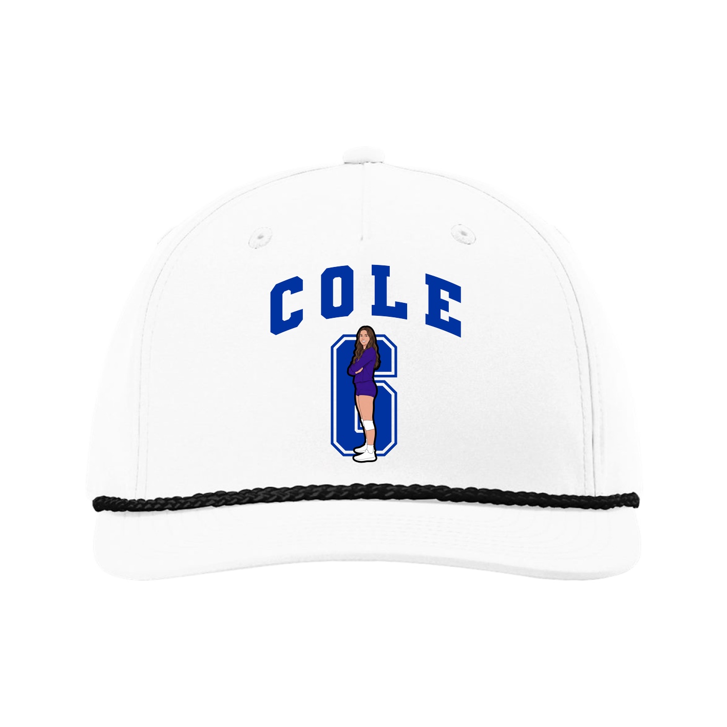 Five-Panel Classic Rope Cap — Number in White