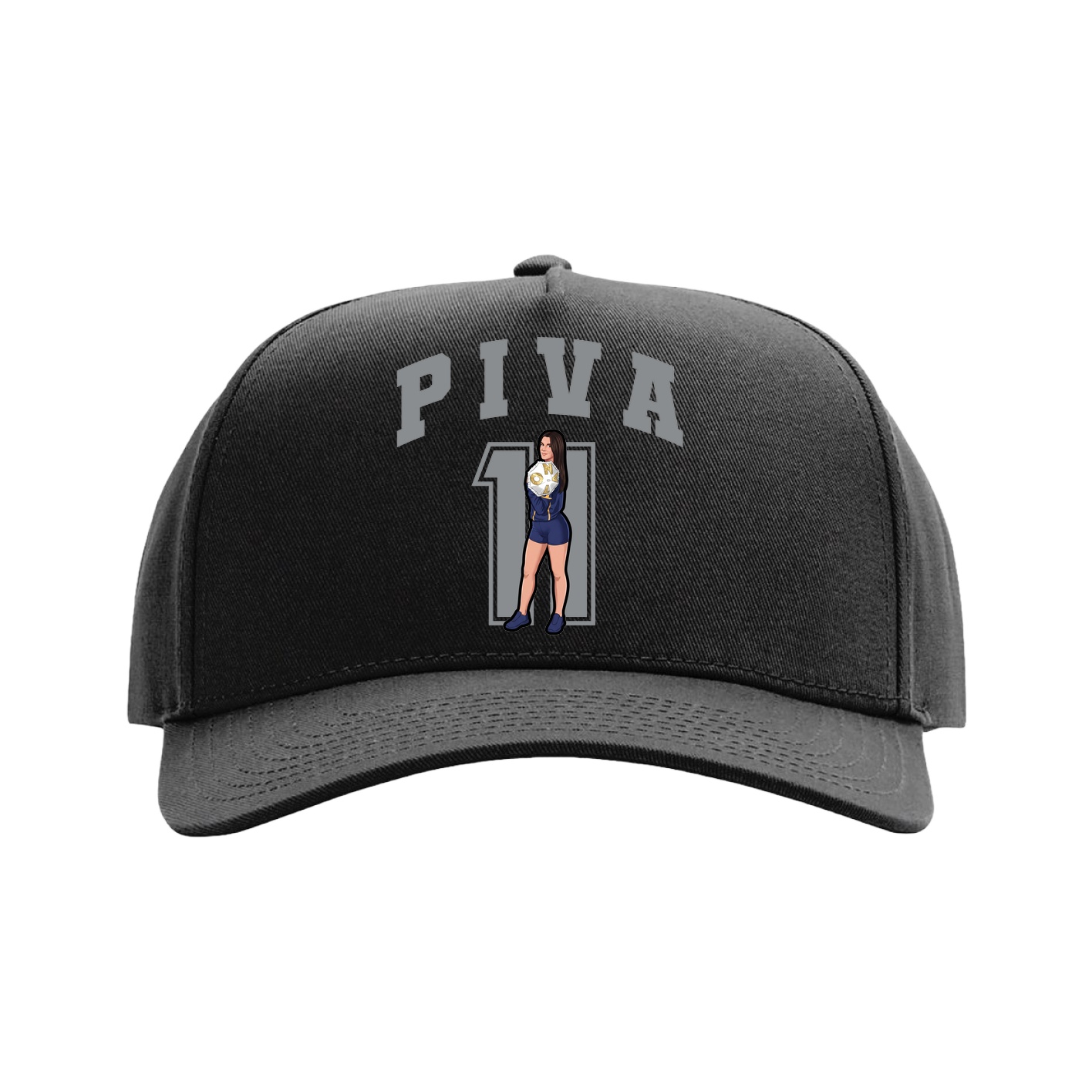 Full Fabric Five-Panel Champ Cap — Number in Black