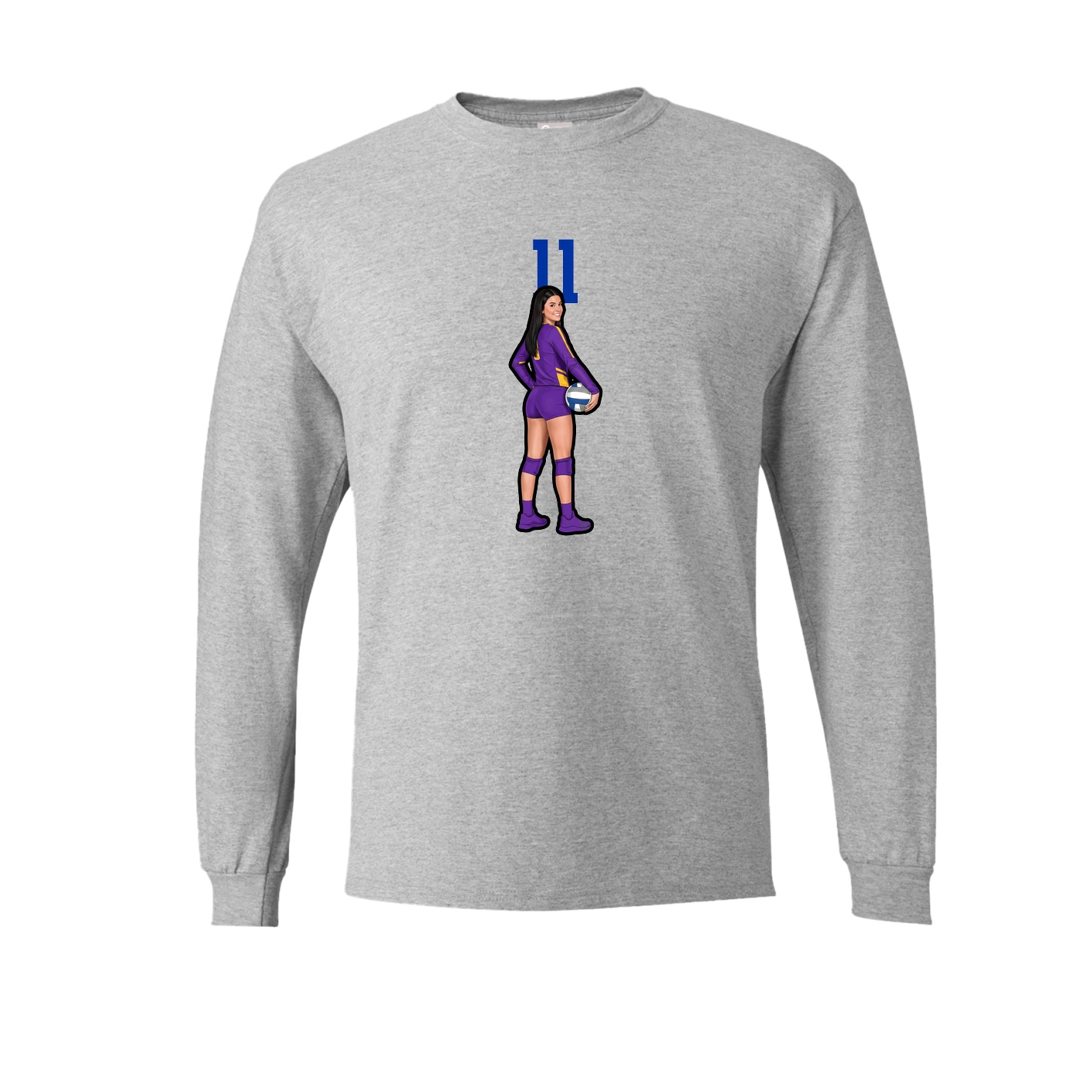 Long Sleeve Tee — Number Top in Grey